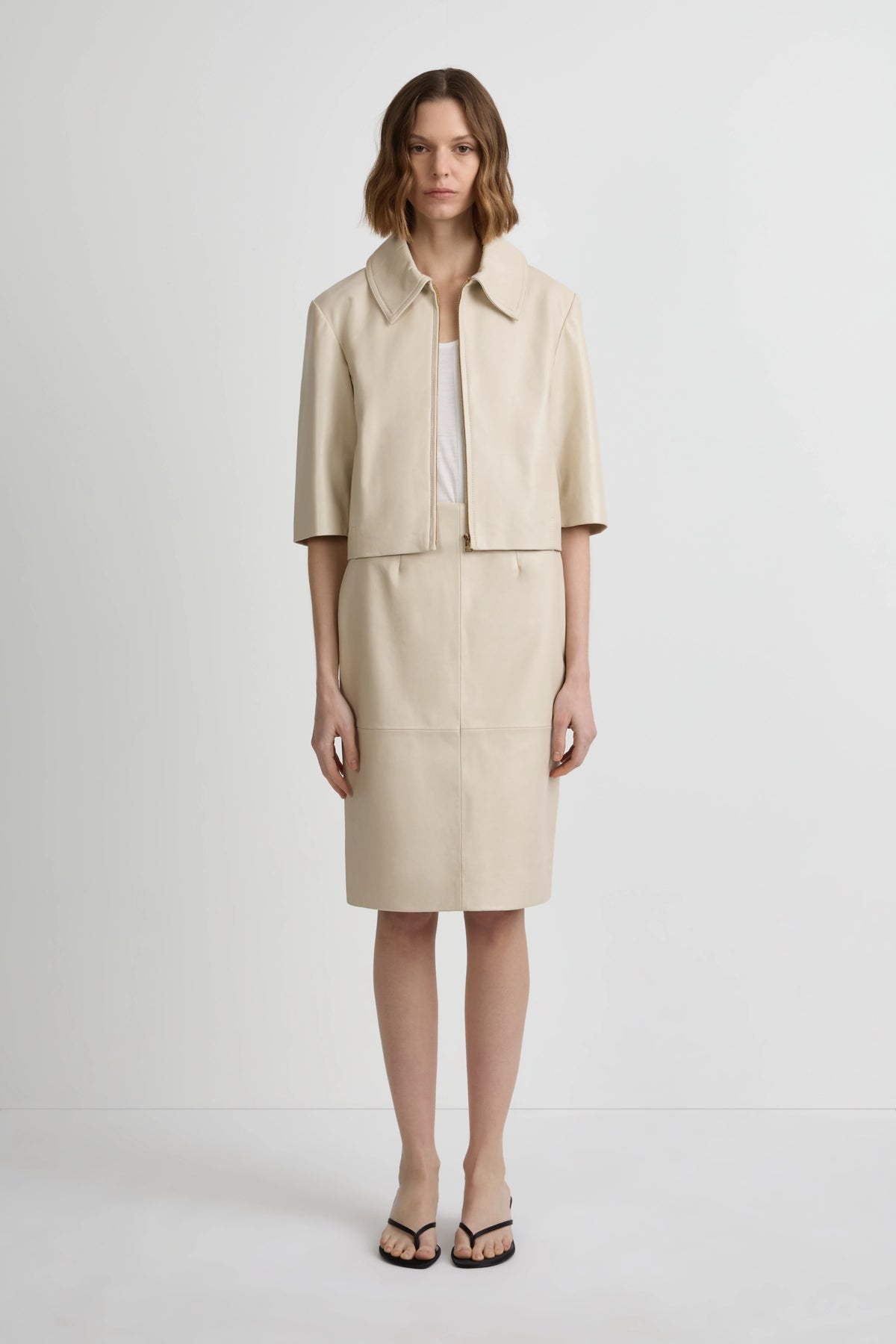Leather Studio Jacket - Chalk