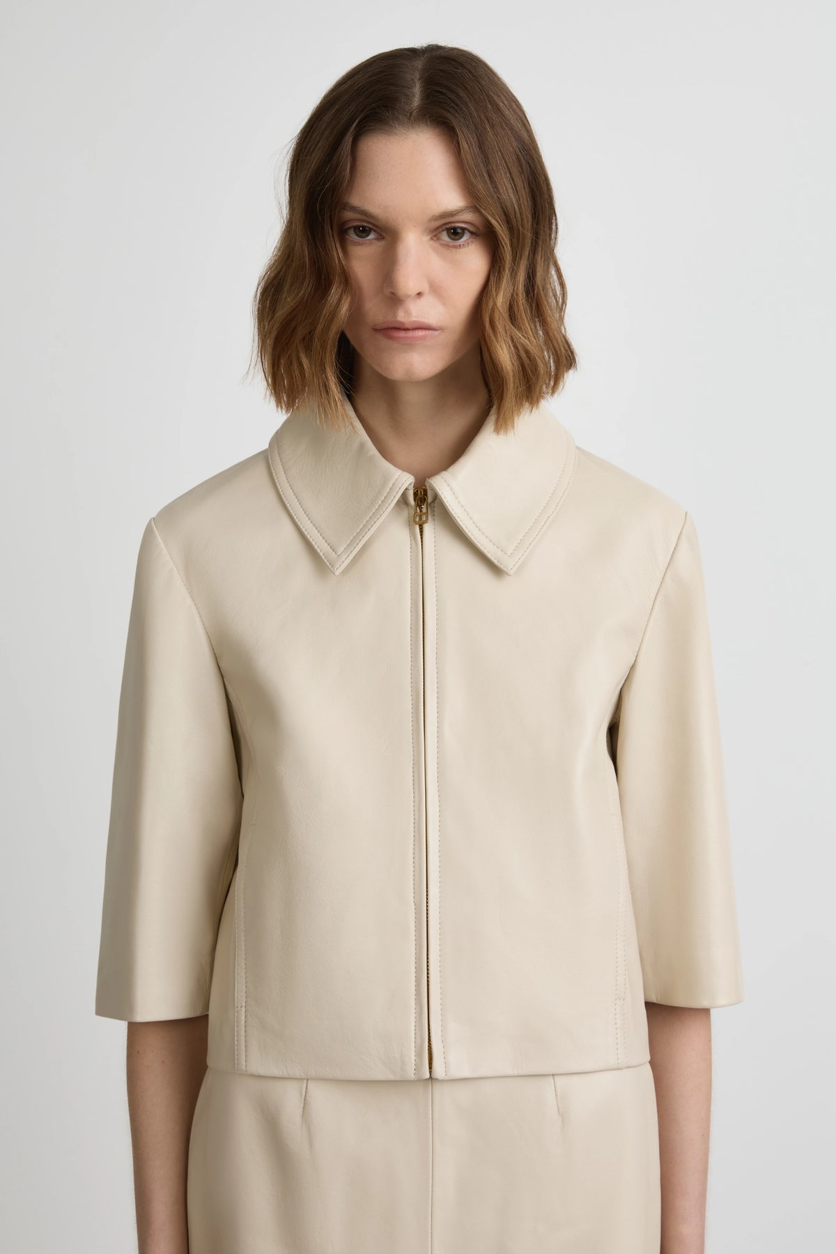 Leather Studio Jacket - Chalk