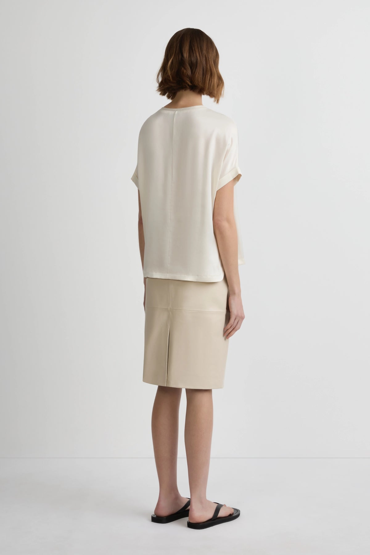 Relaxed Silk T-Shirt - Whisper White Silk Satin
