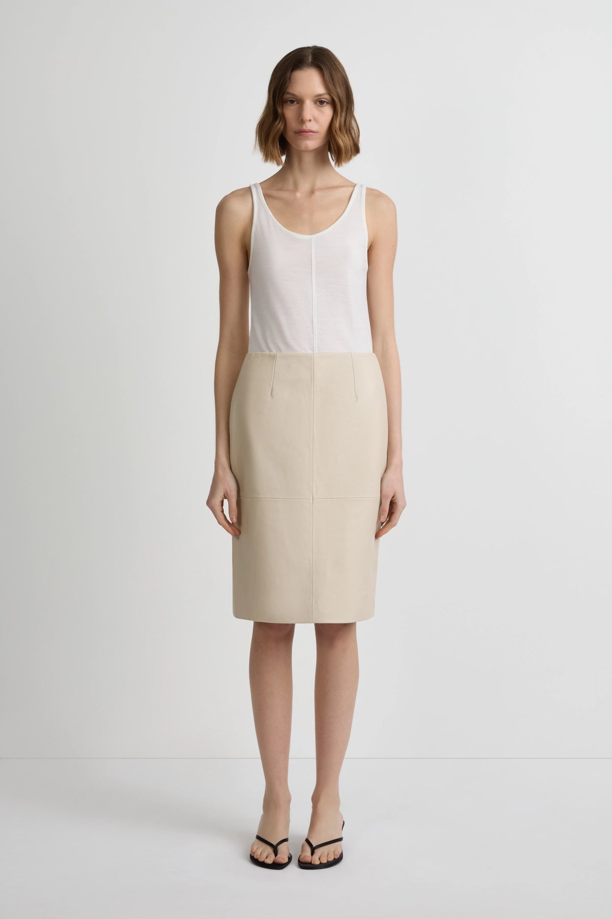 Leather Studio Skirt - Chalk