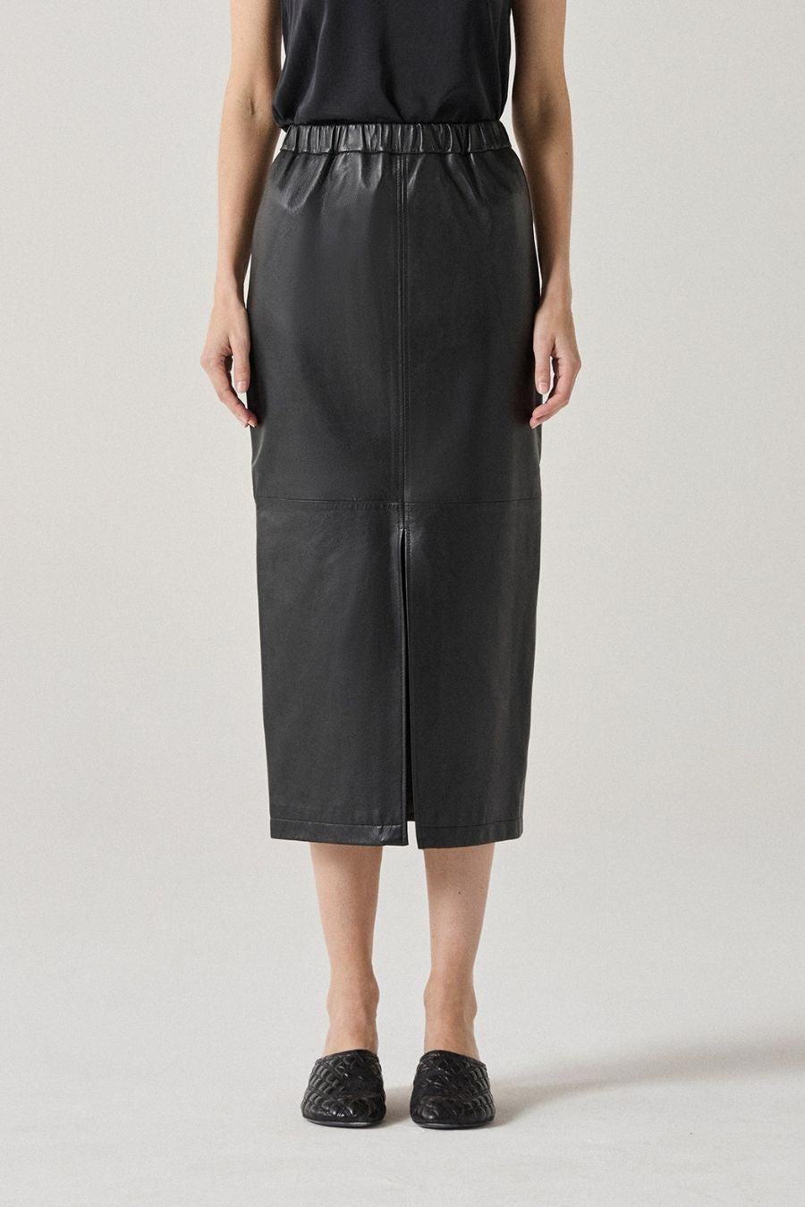 Leather Pencil Skirt - Black