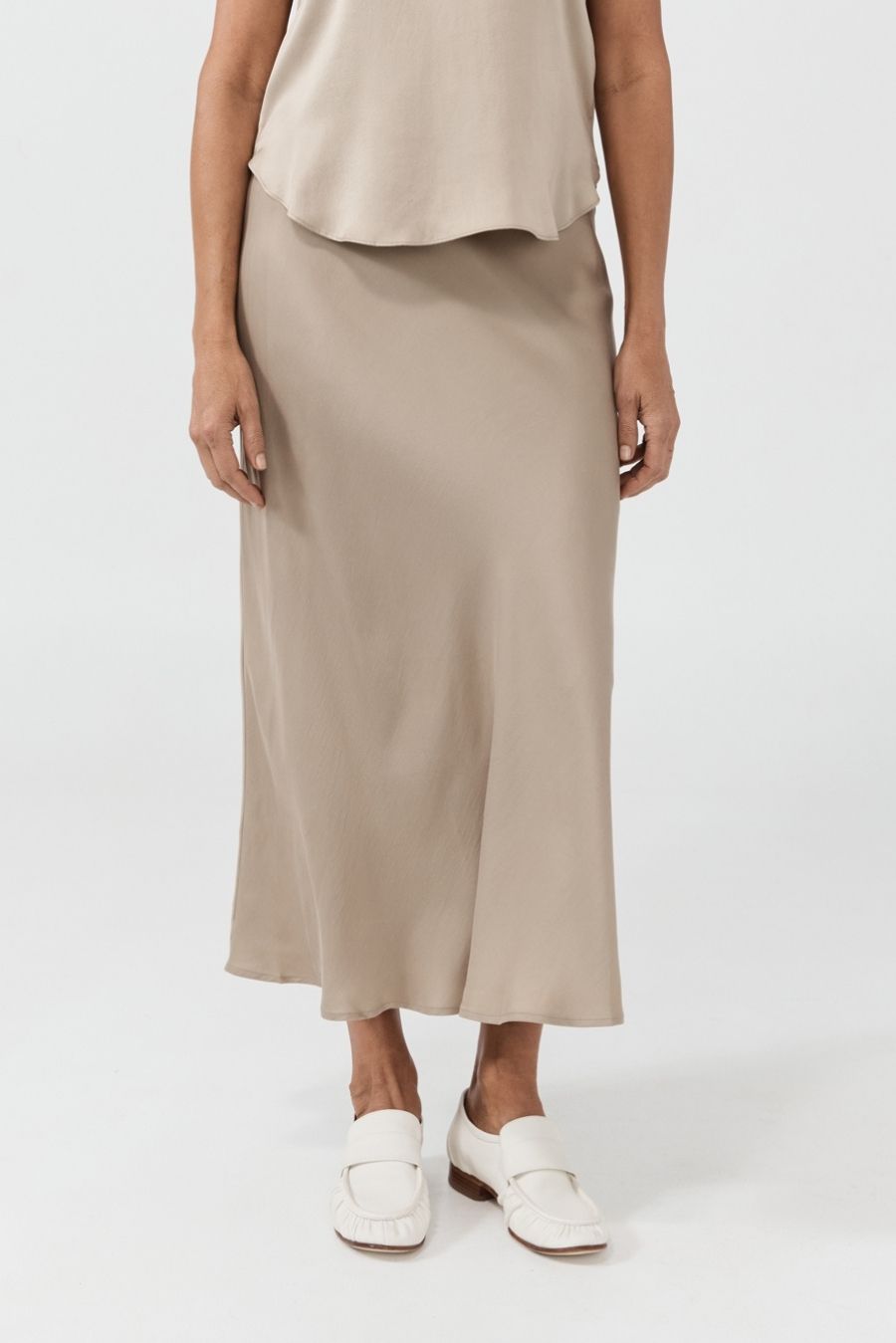 Maxi Bias Silk Skirt - New Beige