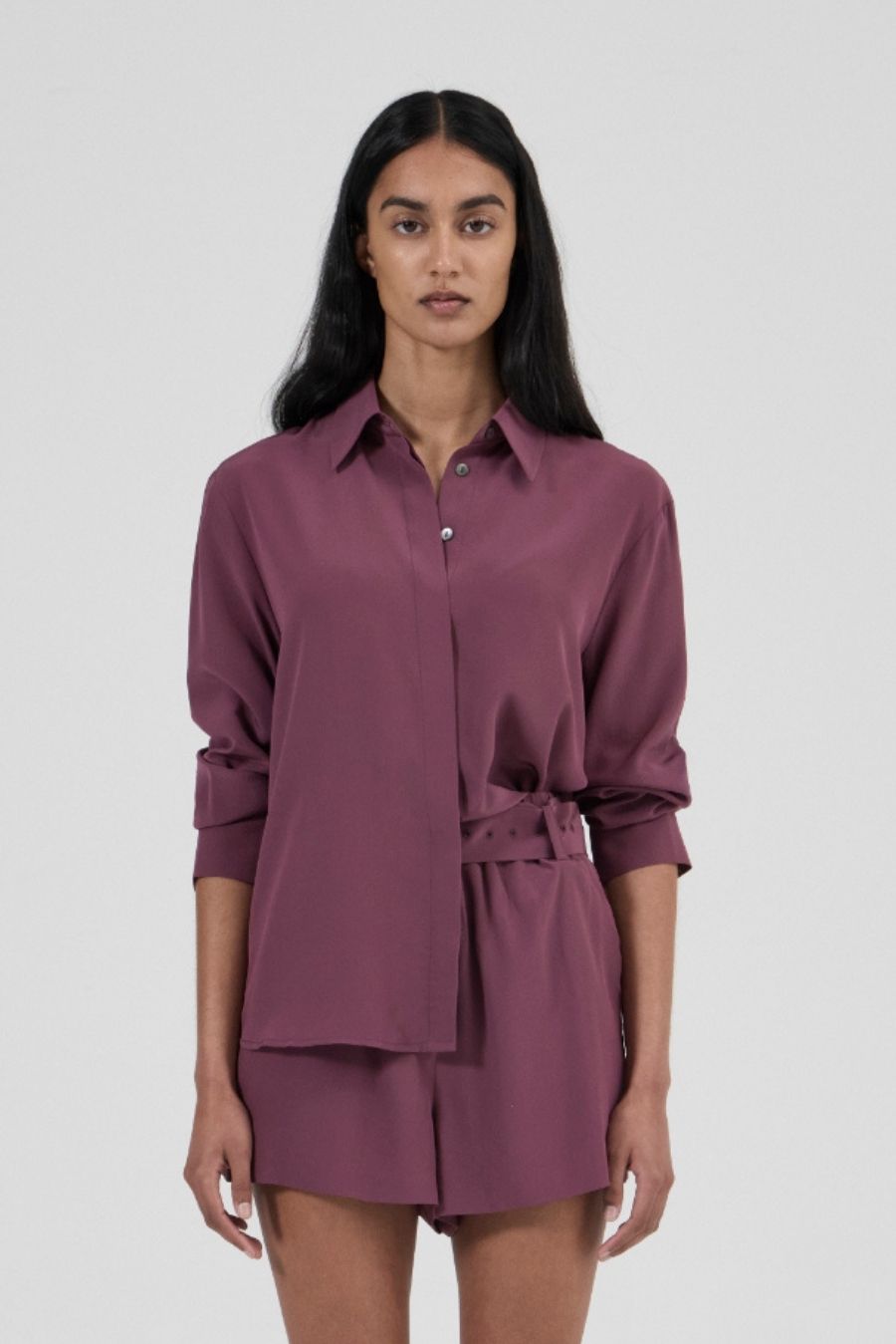 Hero Shirt - Eggplant Luxe Silk