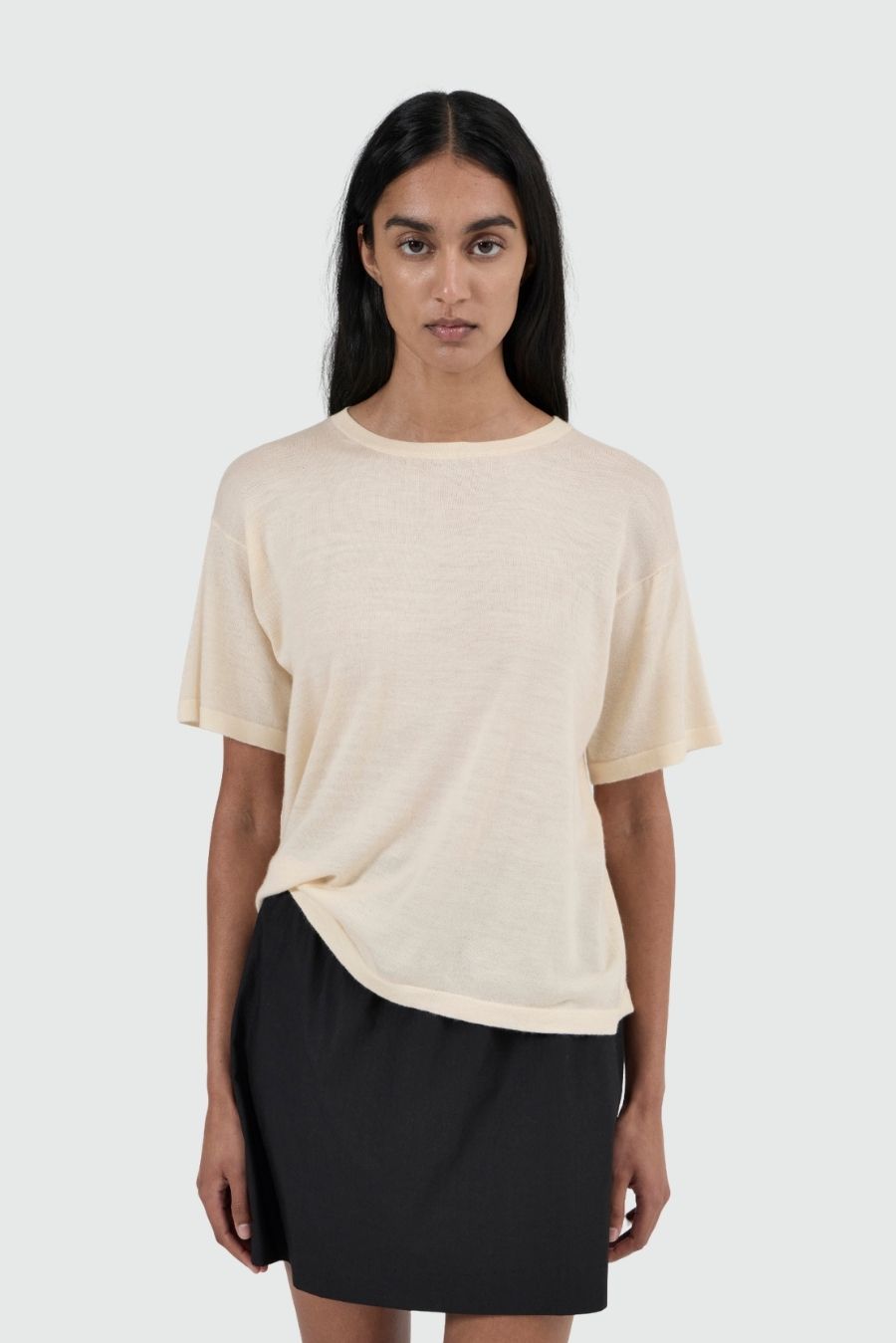 Longline Cashmere T - Creme Brulee