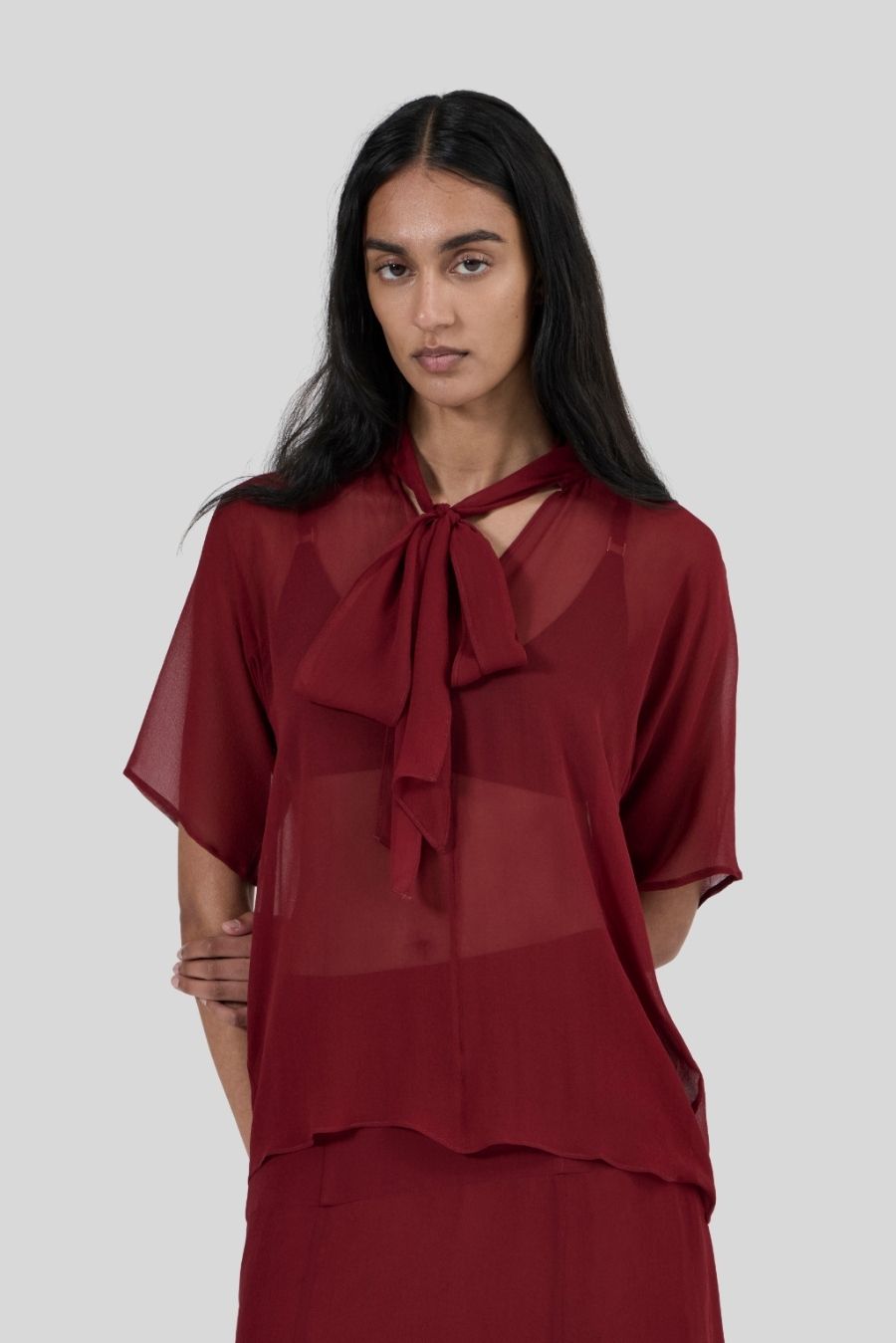 Silk Scarf T - Syrah Georgette