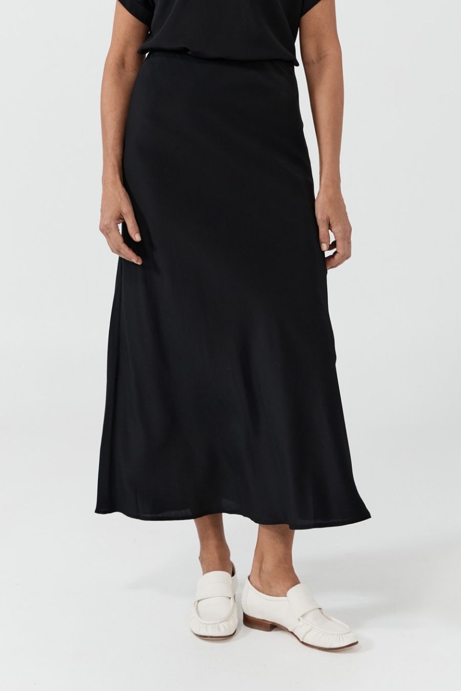 Maxi Bias Silk Skirt - Black CDC