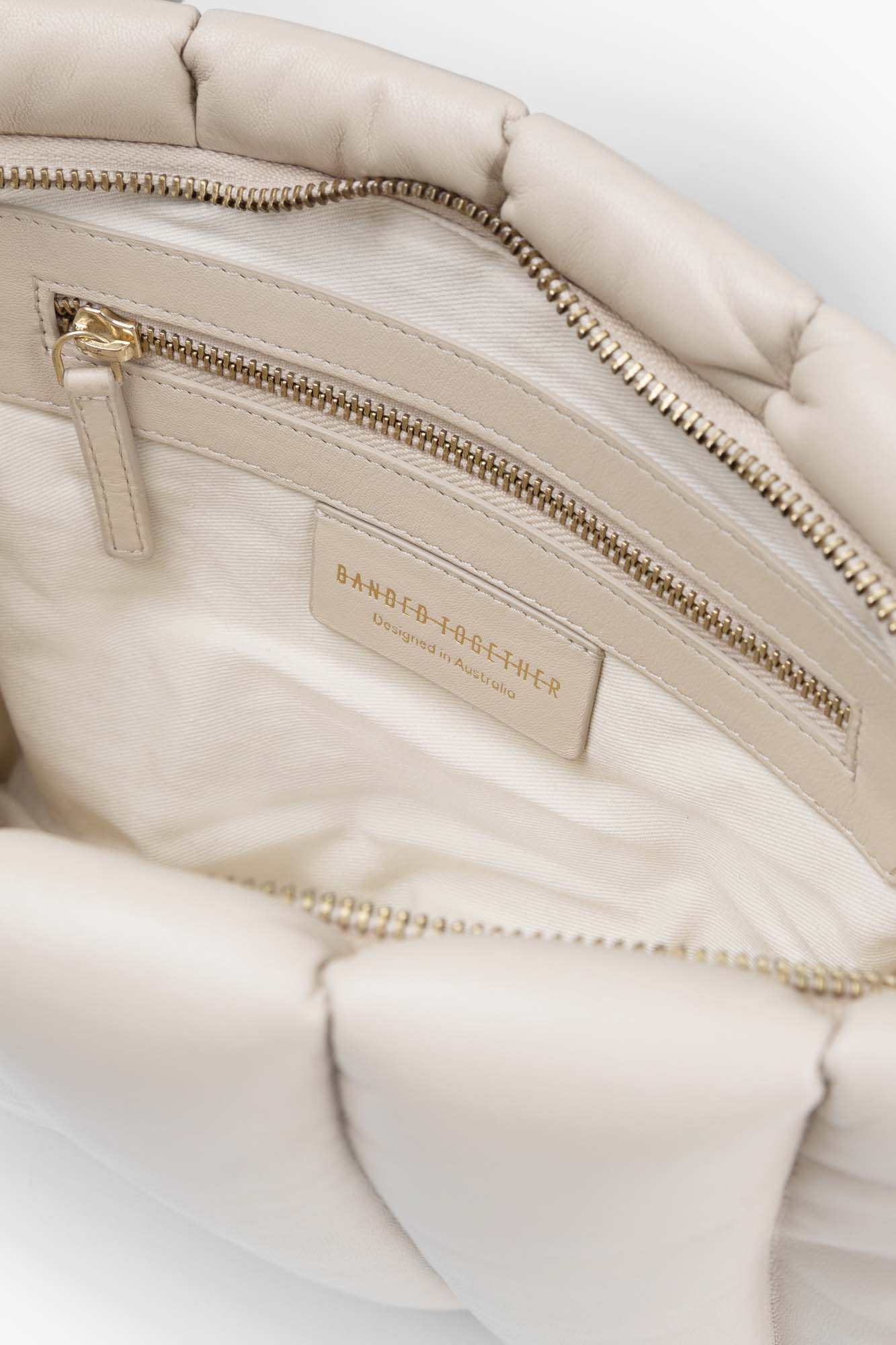 BT34 Leather Clutch - Cream - Banded Together