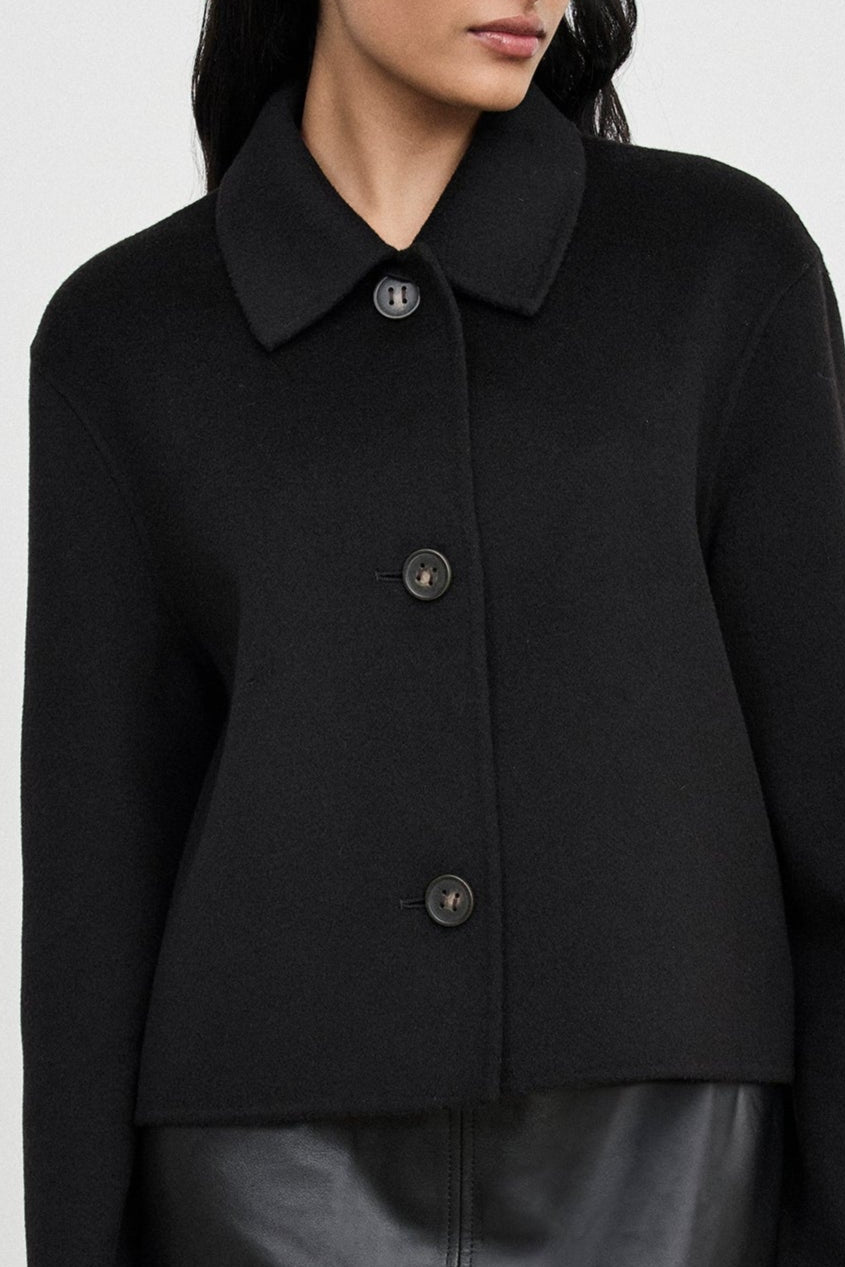 Cashmere Cropped Coat - Black