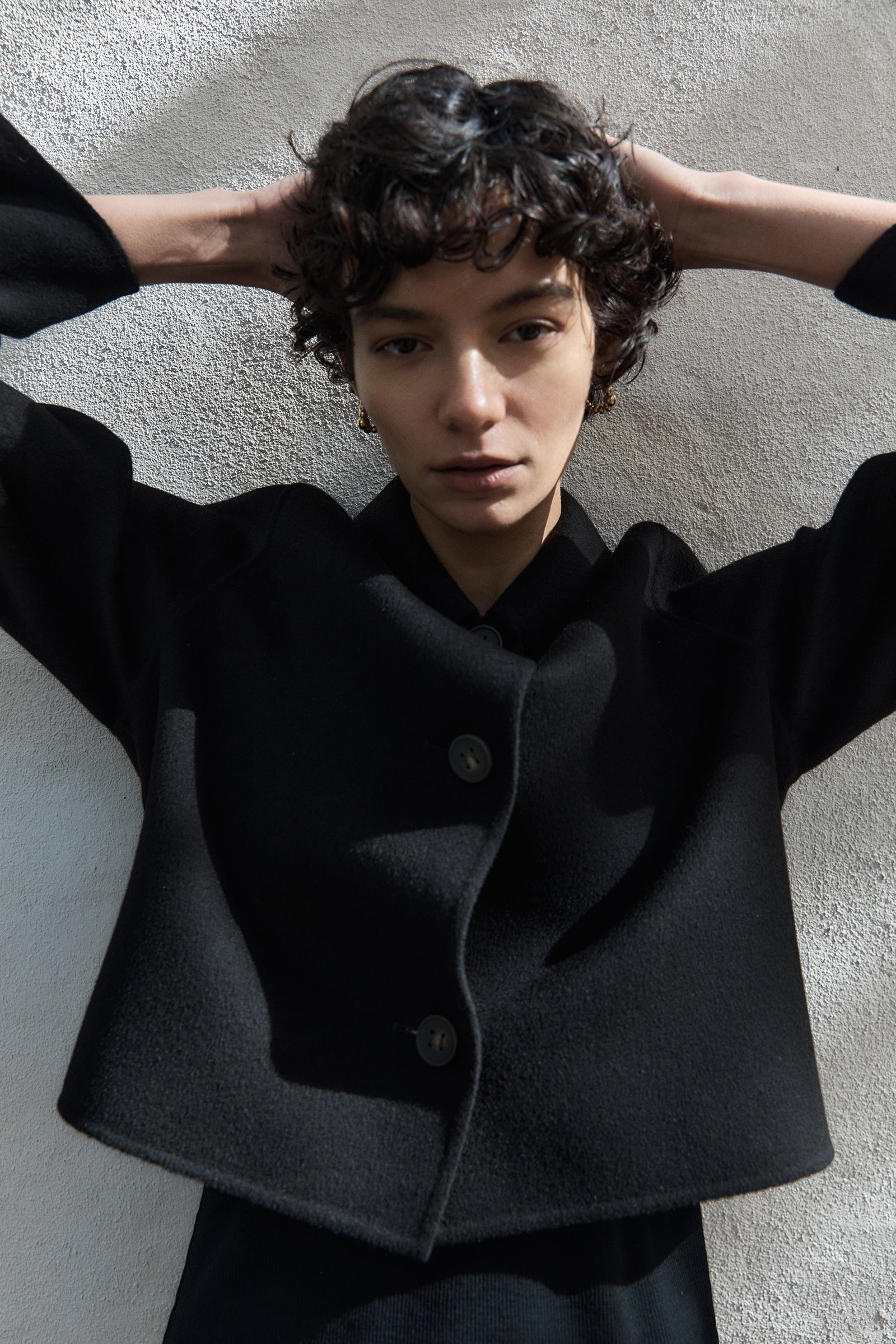 Cashmere Cropped Coat - Black - Banded Together