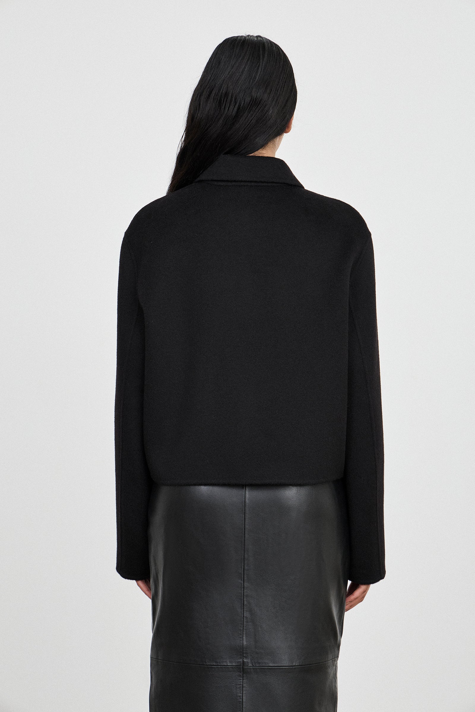 Cashmere Cropped Coat - Black - Banded Together