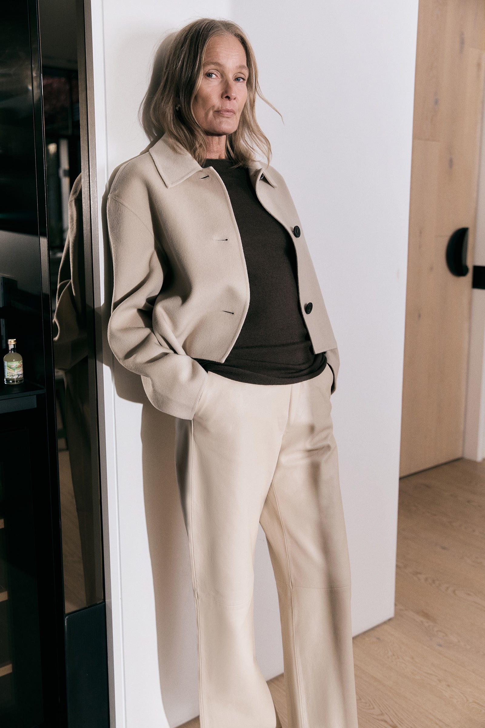 Cashmere Cropped Coat - Light Macadamia - Banded Together