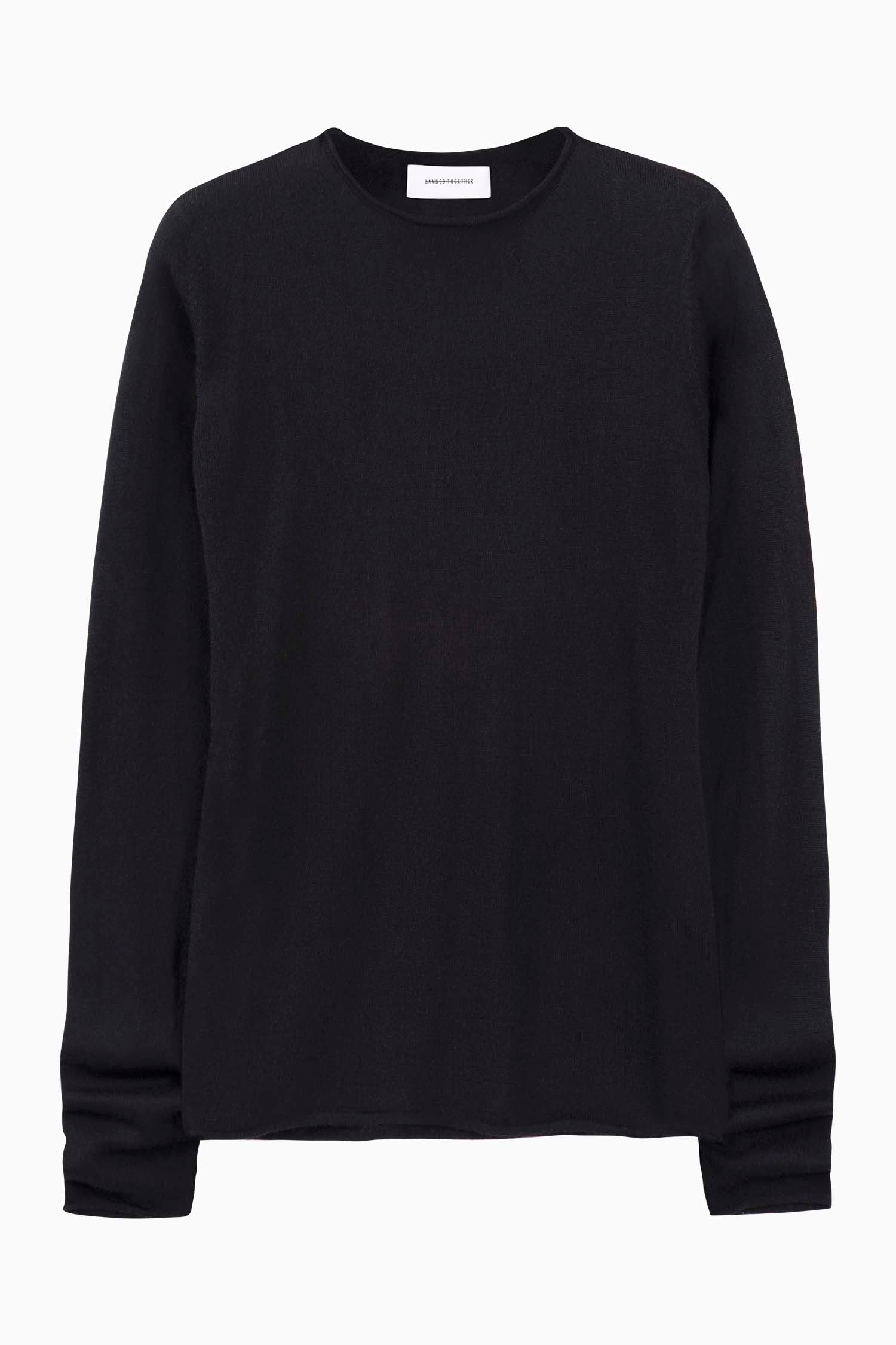 Cashmere Fitted Crew Neck - Black - Banded Together
