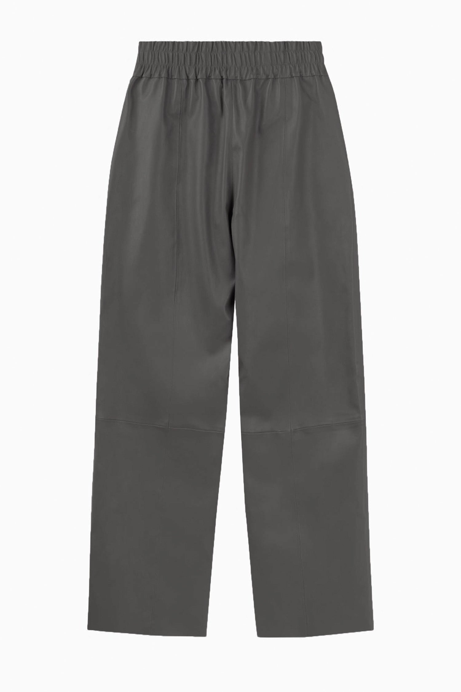 Cropped Wider Leg Stretch Leather Pant - Anthracite - Banded Together