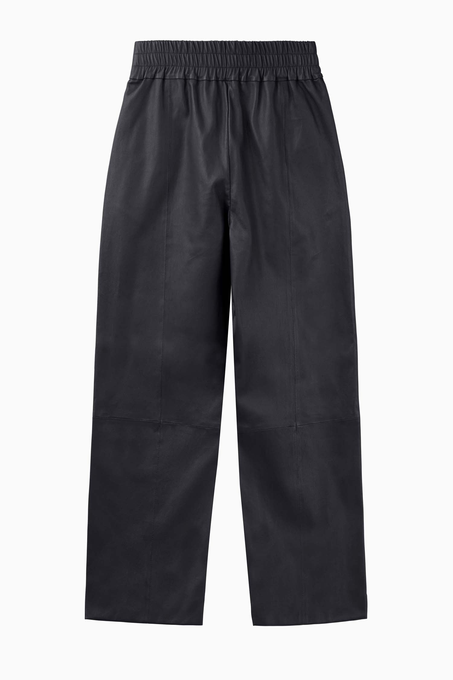 Cropped Wider Leg Stretch Leather Pant - Black - Banded Together