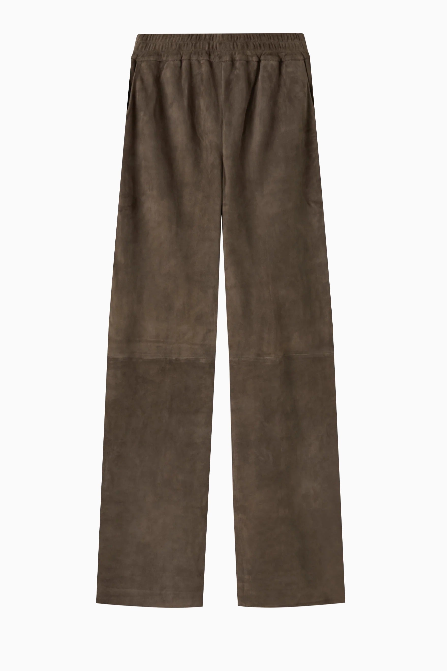 Relaxed Leather Pant - Dark Moss Suede flatlay