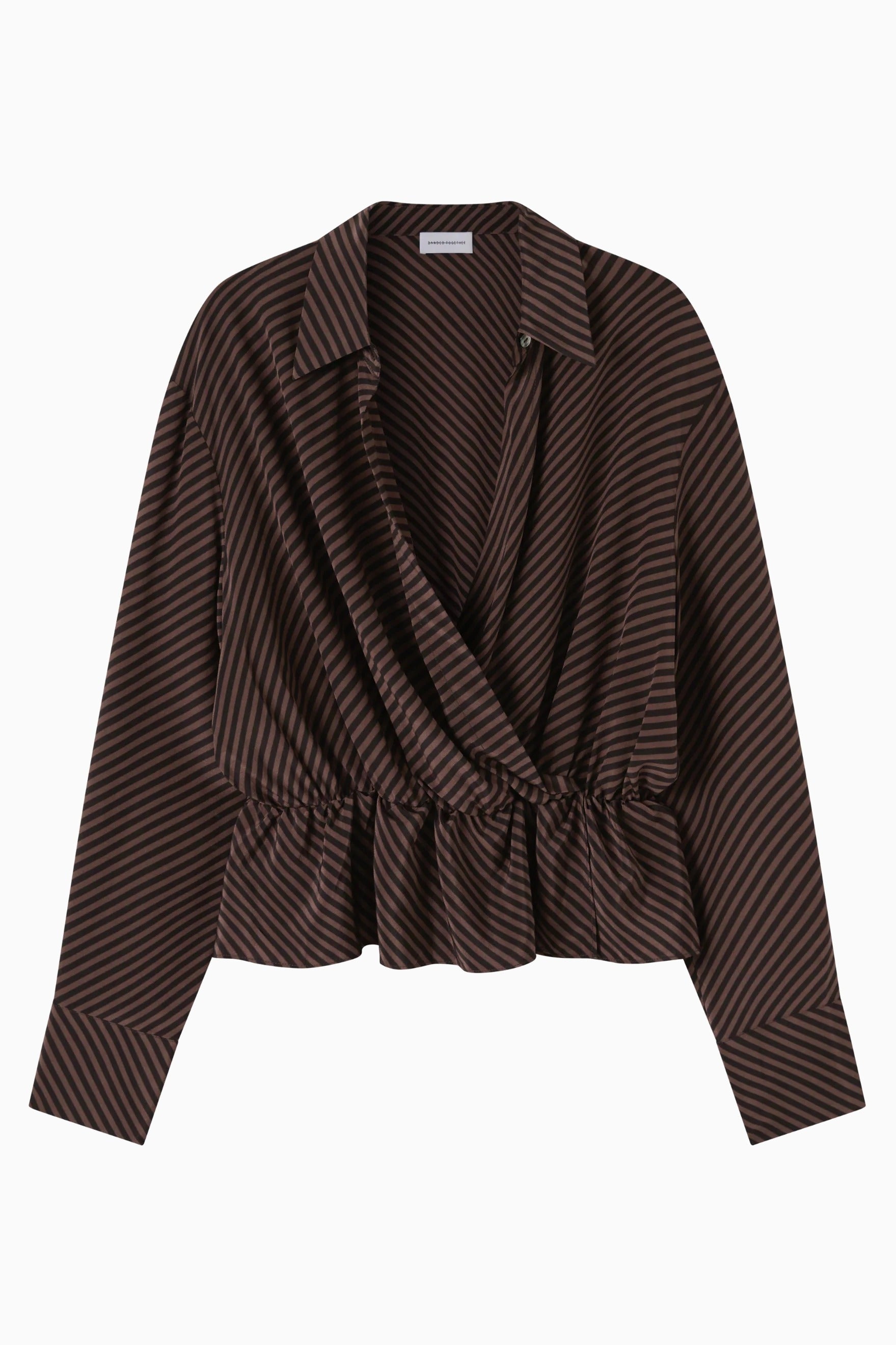 Wrap Shirt - Espresso Stripe Silk flatlay