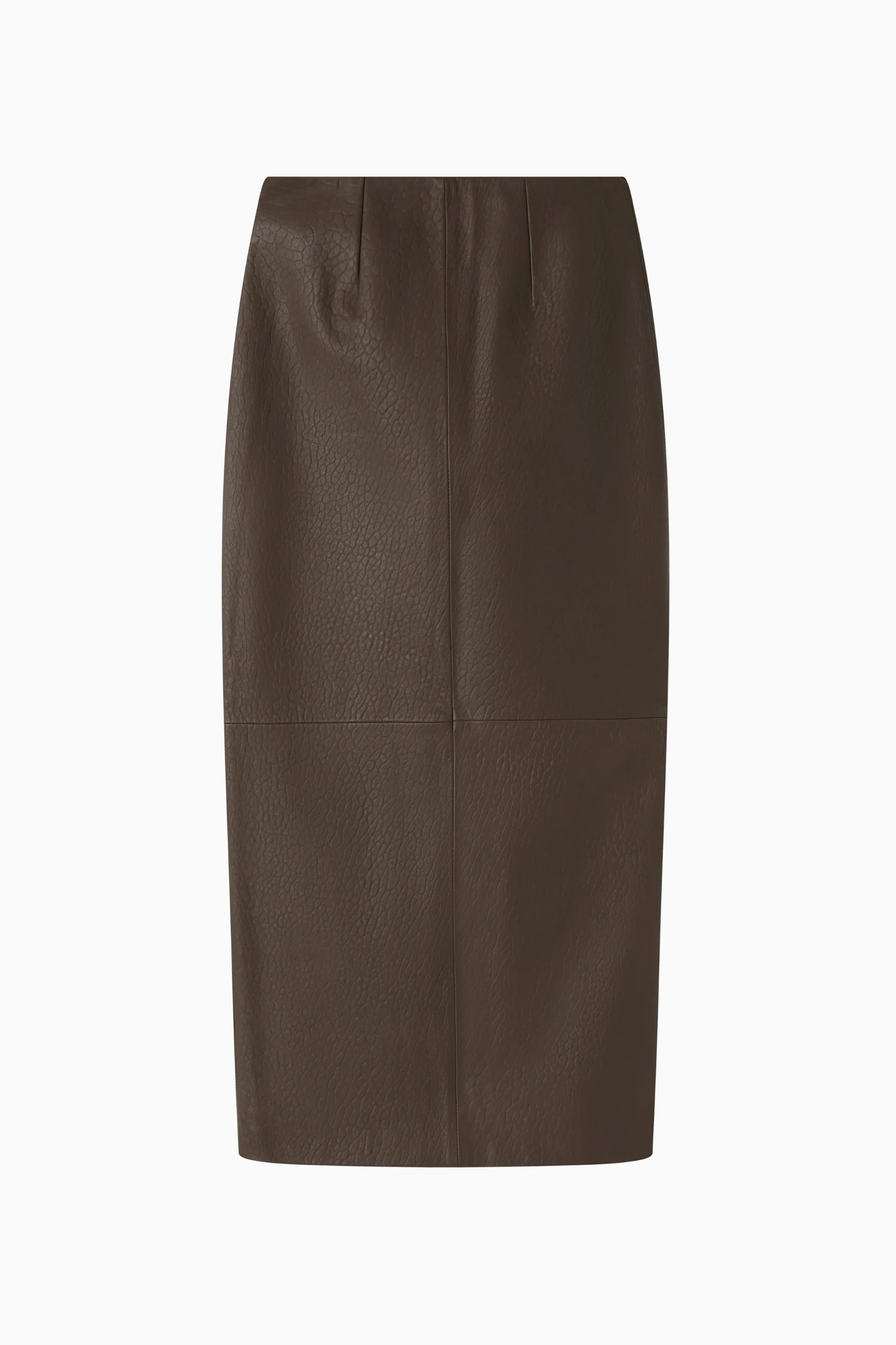 Leather Column Skirt - Dark Moss flatlay