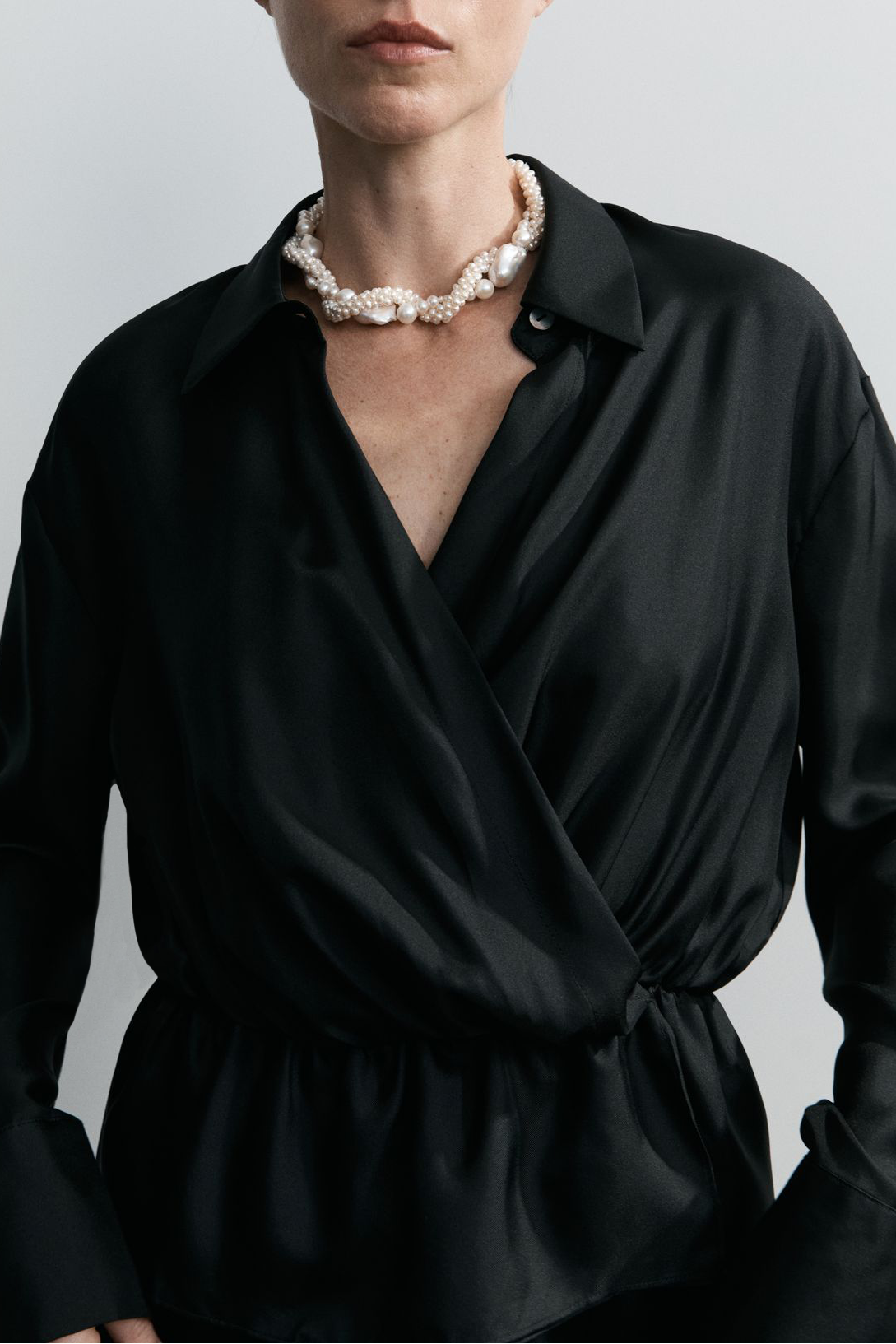 Wrap Shirt - Black Silk Twill