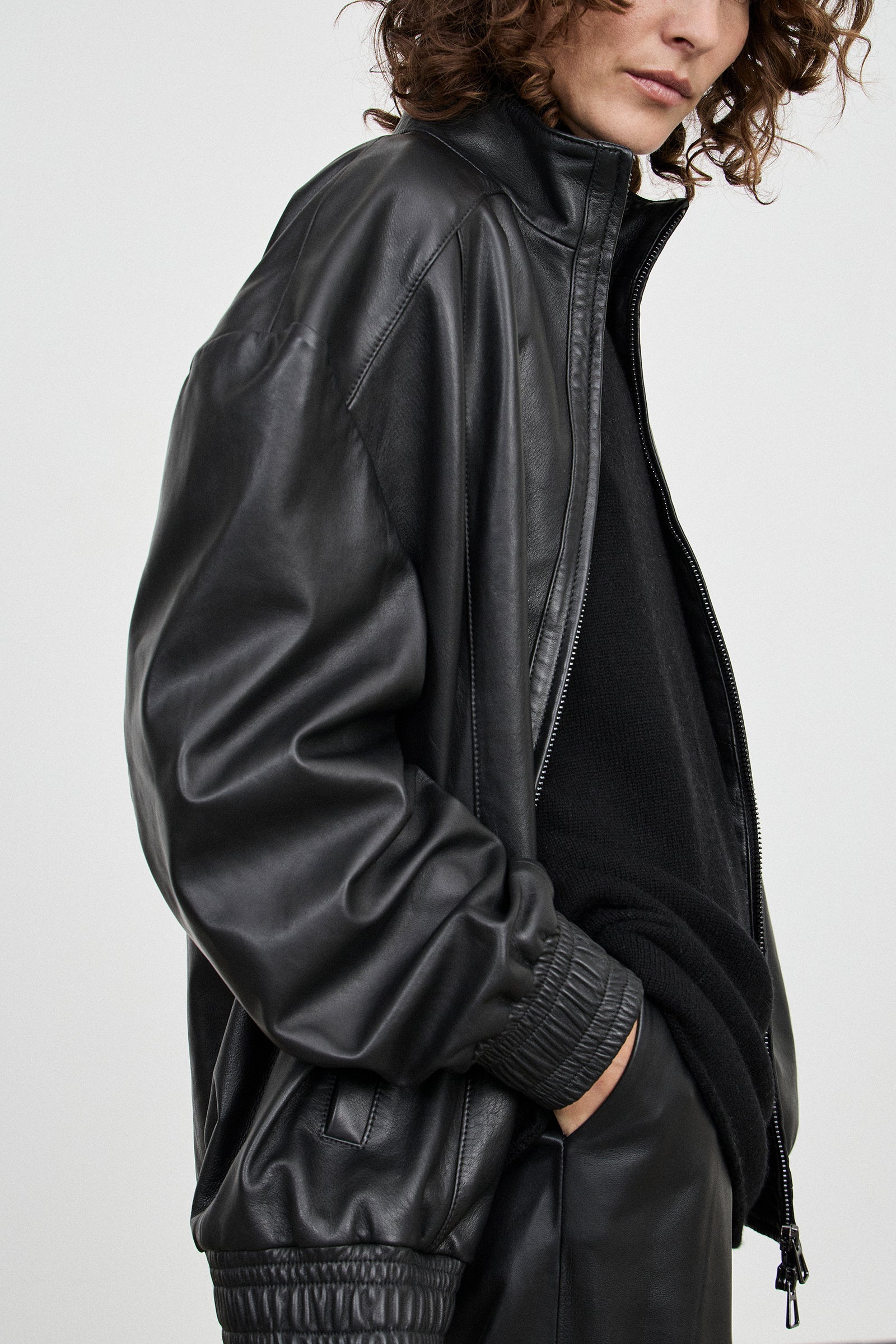 Leather Bomber - Black - Banded Together