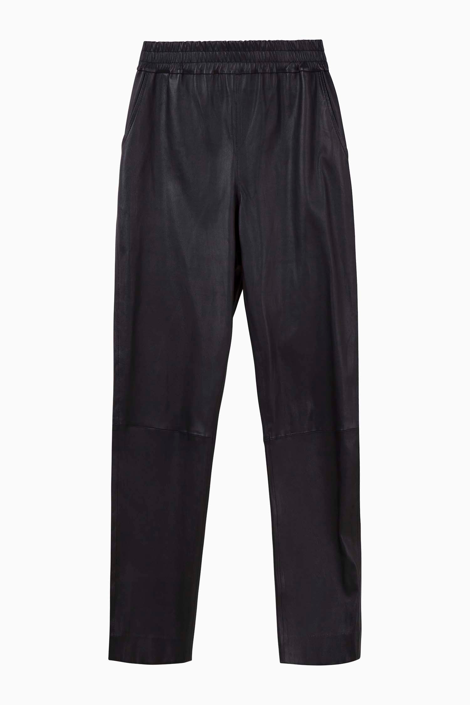 Stretch Leather Slouch Pant - Black - Banded Together