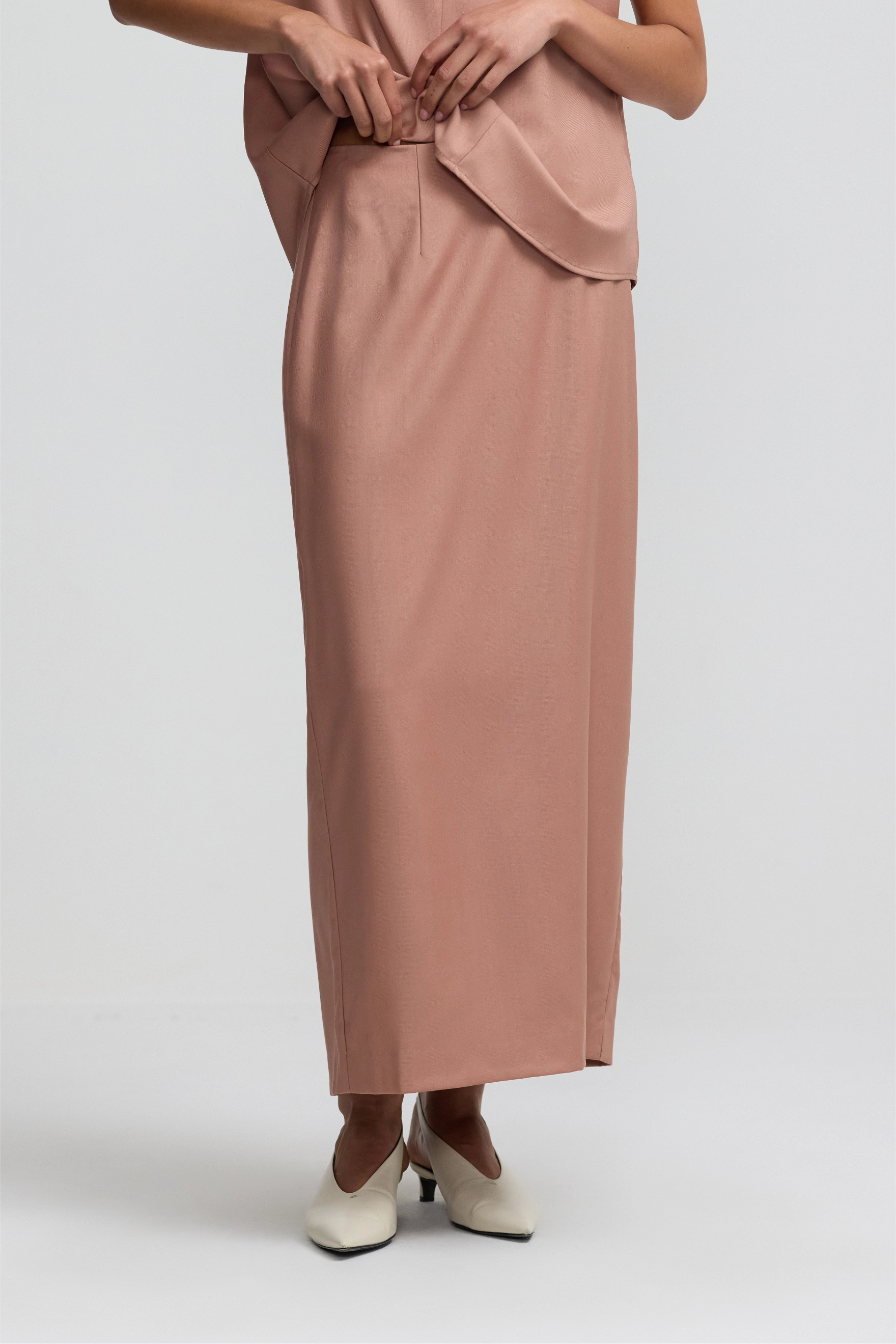 Column Skirt - Faded Rose Wool