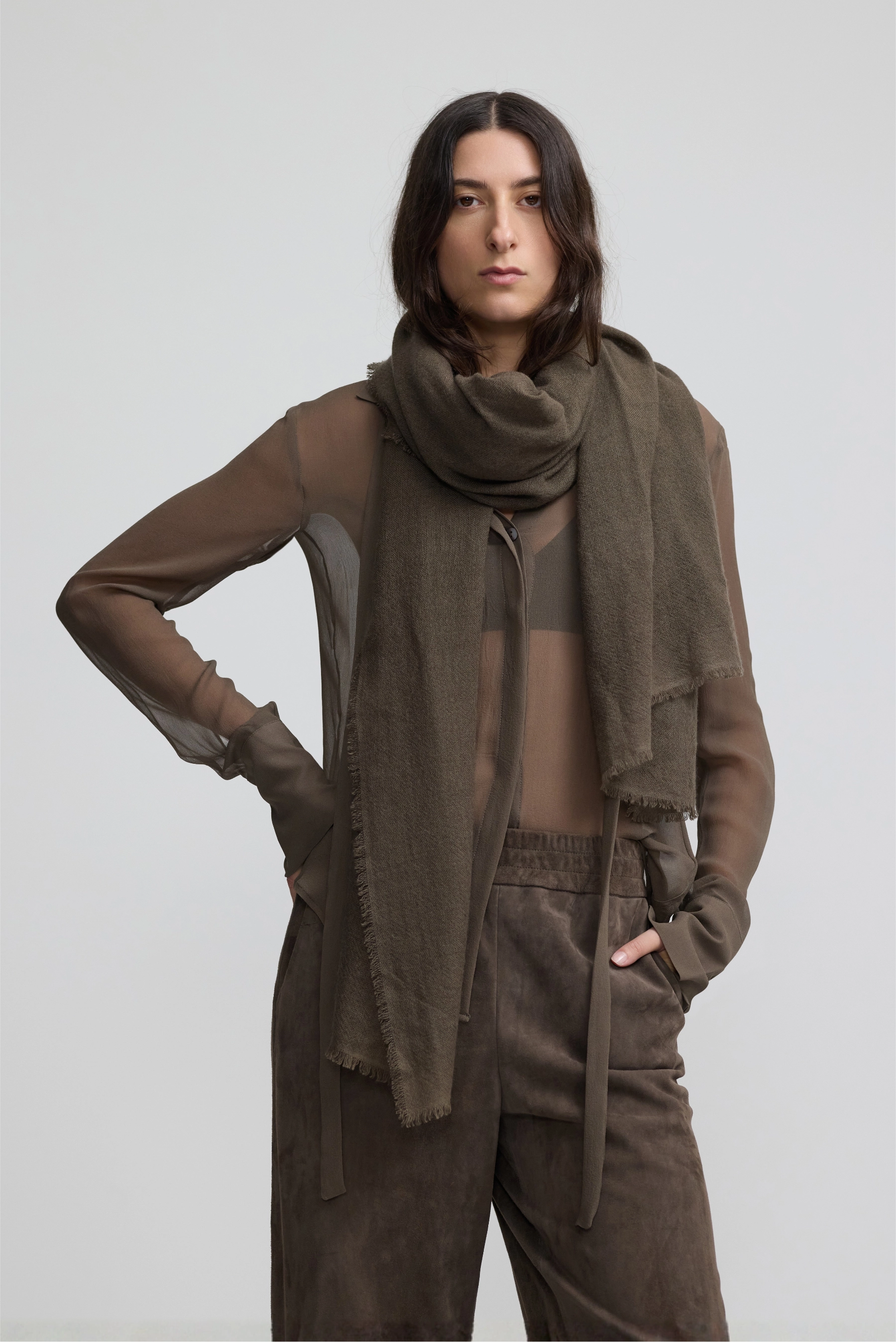 Cashmere Whisper Thin Scarf - Dark Moss