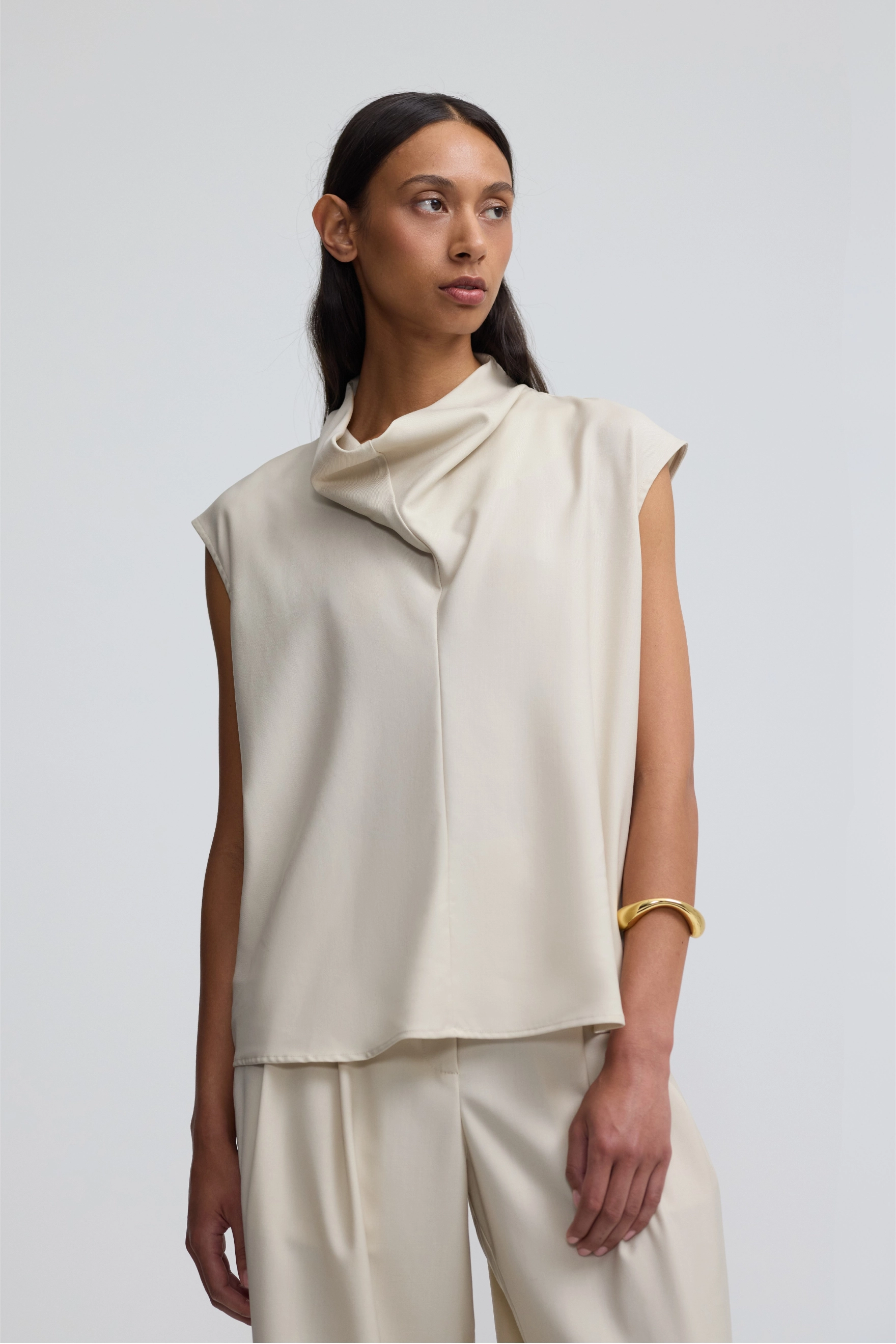 Cowl Top - Soft Ecru Wool