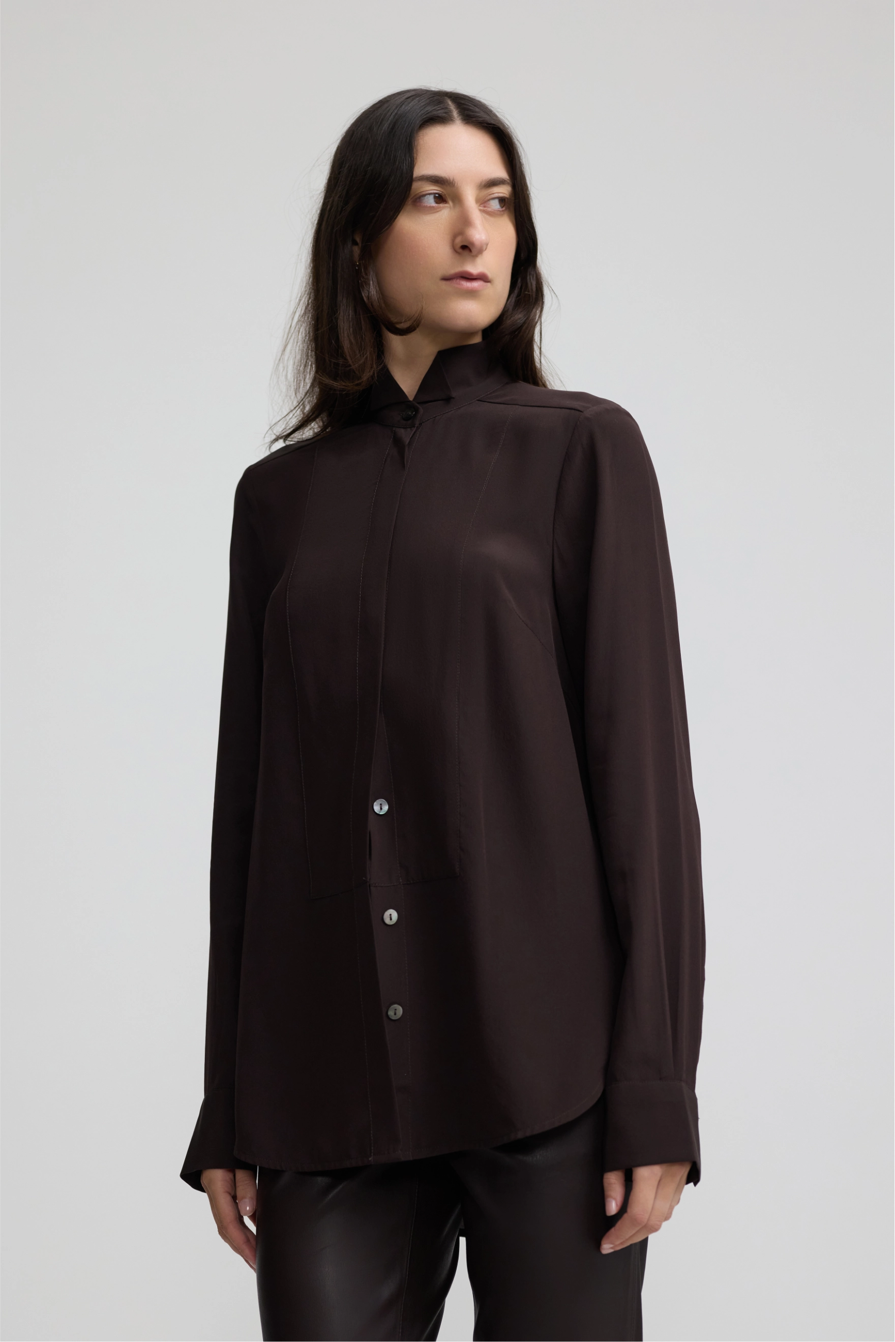 Tuxedo Shirt - Espresso Silk
