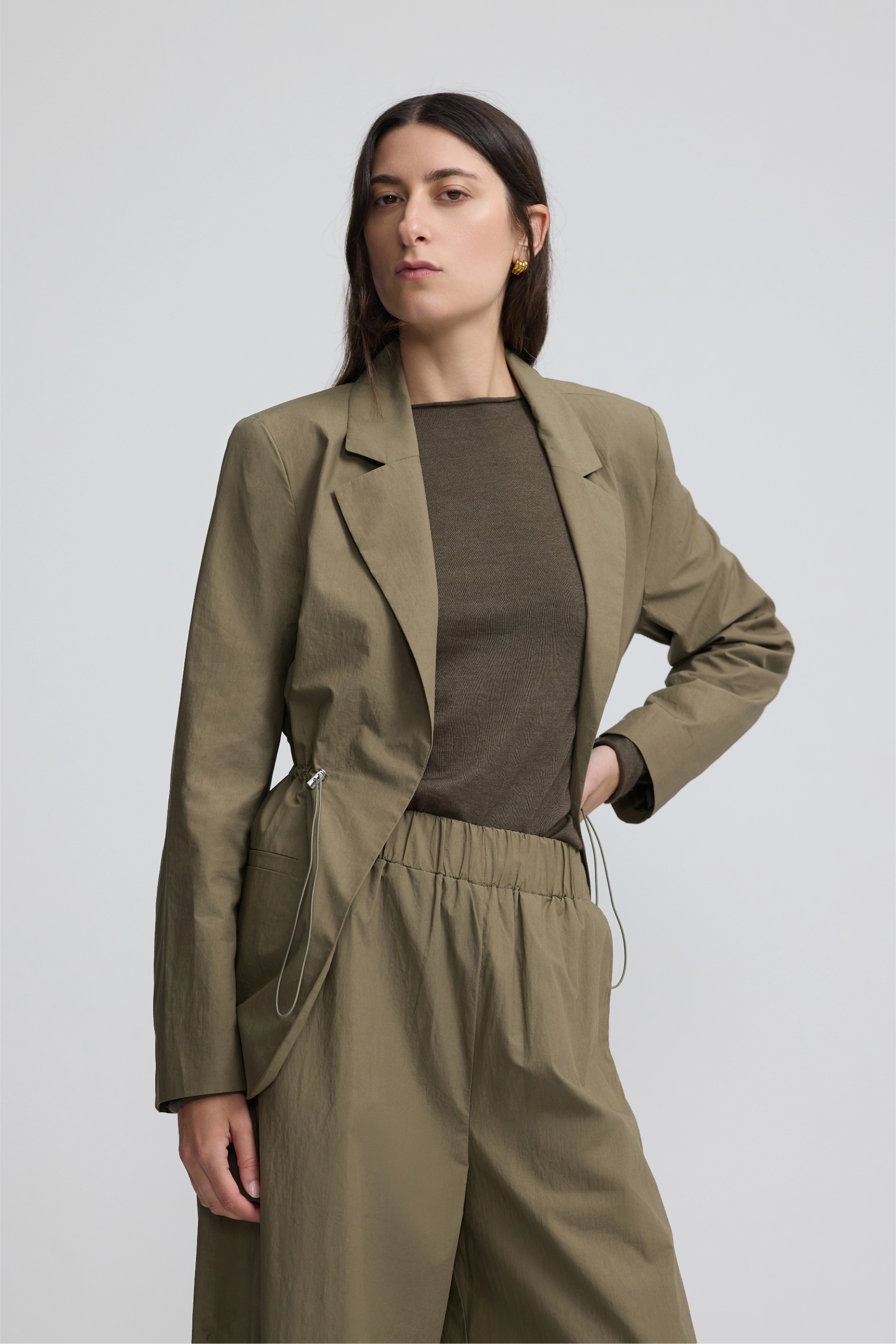 Cinched Blazer - Eucalyptus Cotton