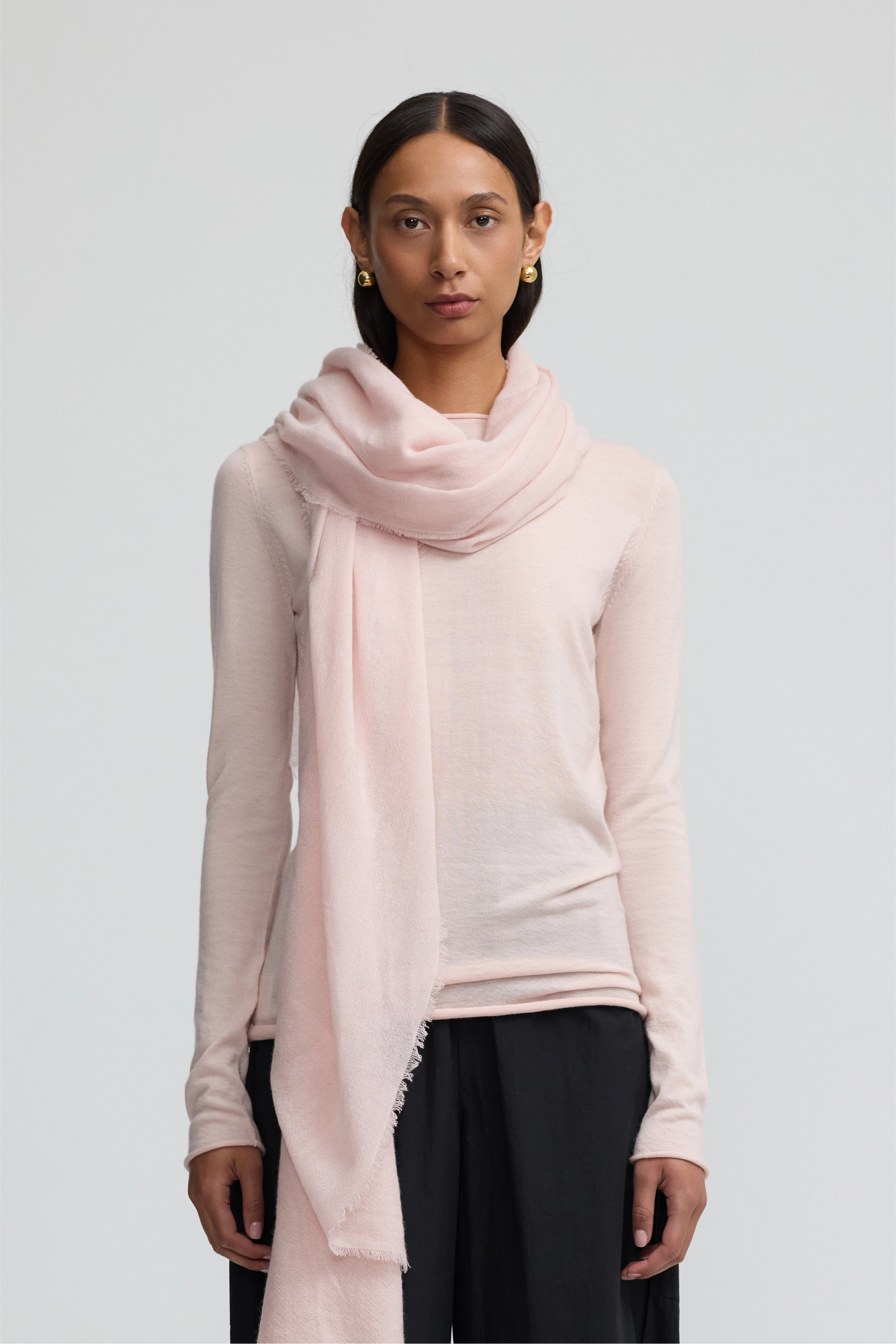 Cashmere Whisper Thin Scarf - Silver Peony