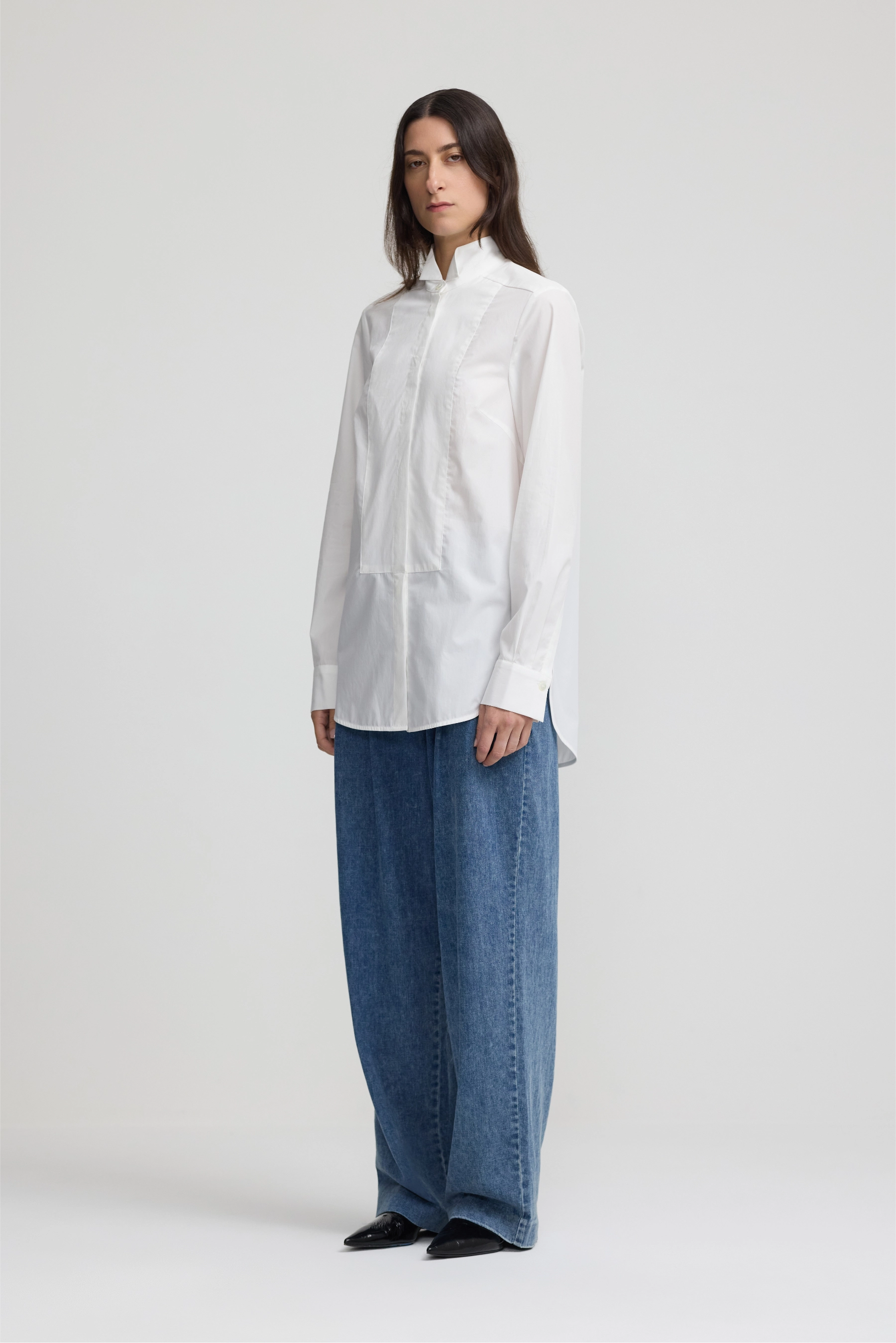 Tuxedo Shirt - White Cotton