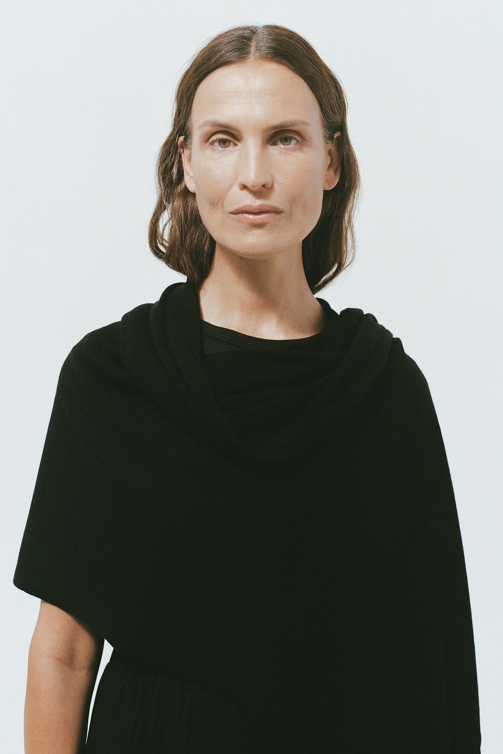 Cashmere Scarf - Black with Embroidery