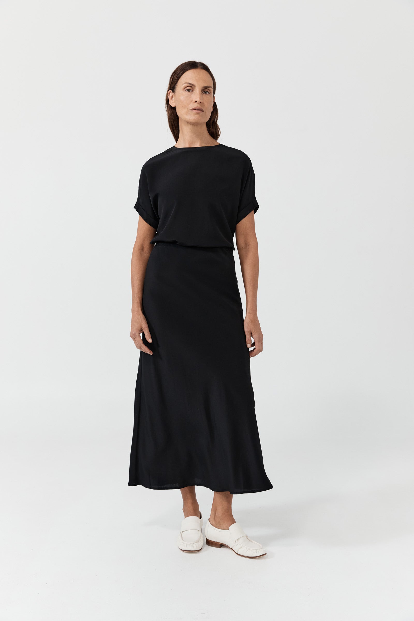 Maxi Bias Silk Skirt - Black CDC