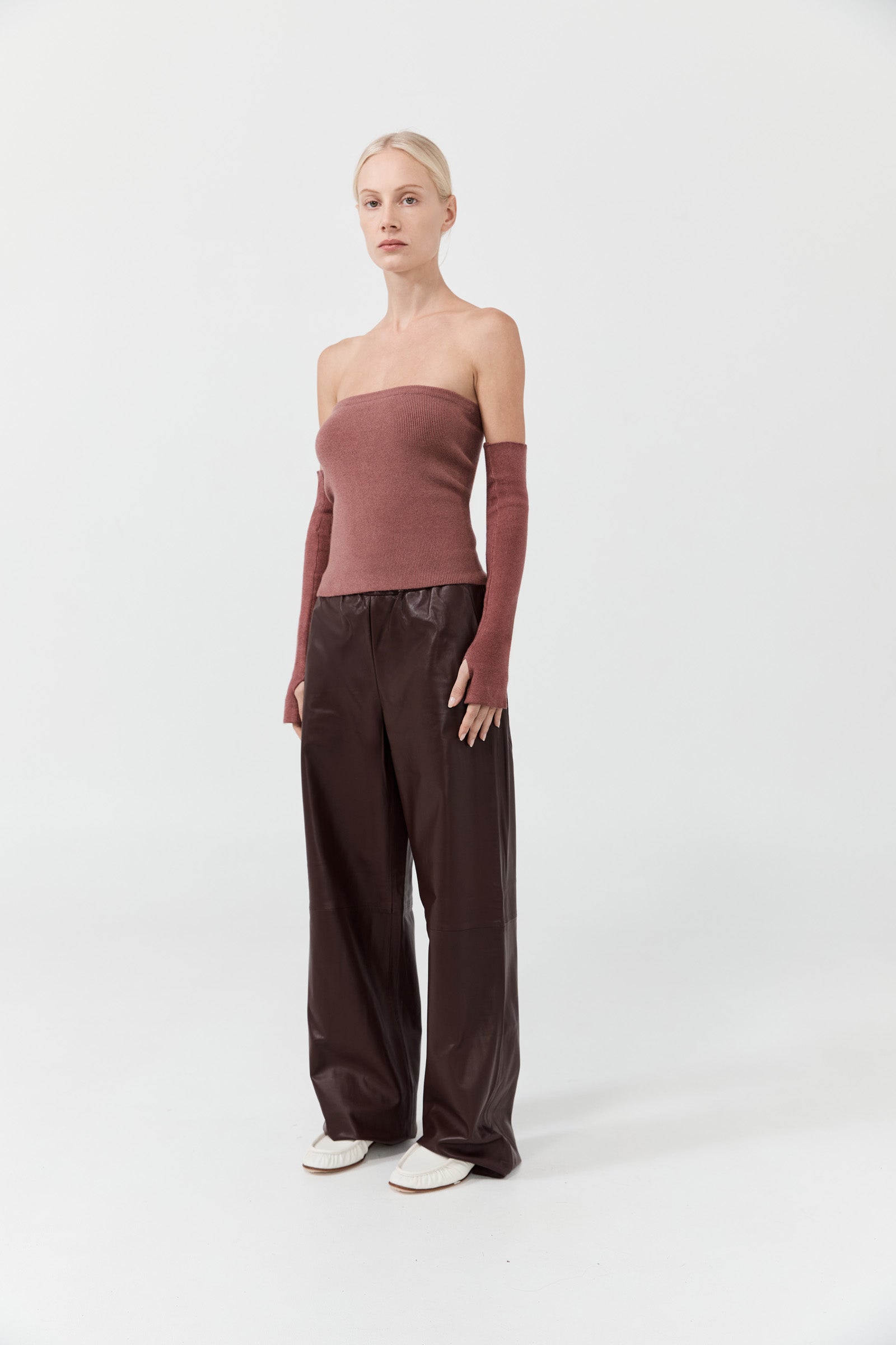 Cashmere Strapless Top - Smoky Rose