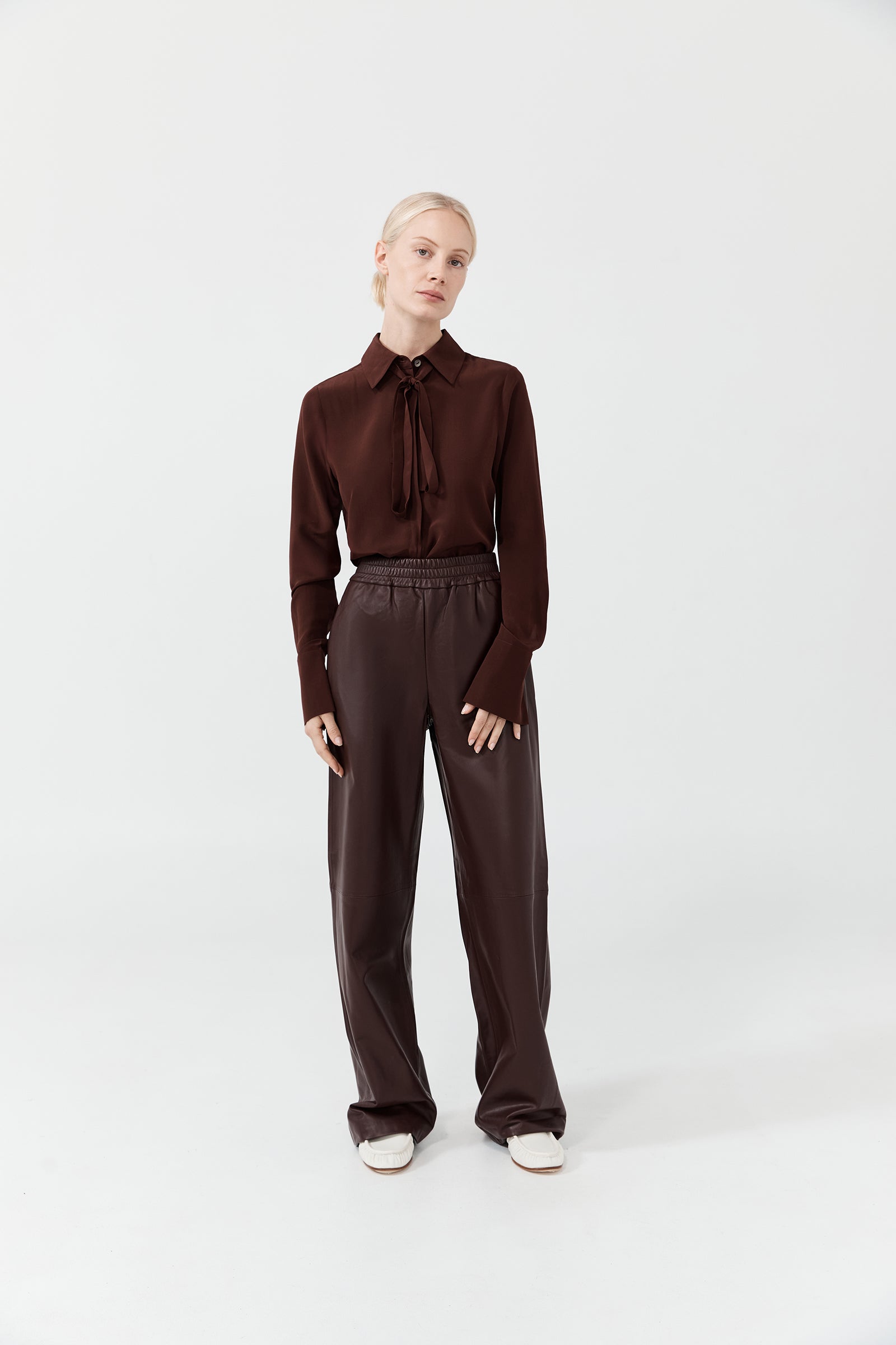 Relaxed Leather Pant - Amaranto