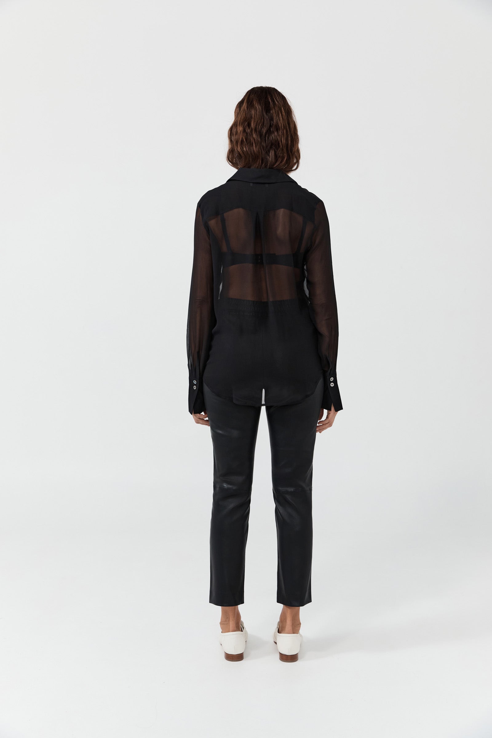 Stretch Leather Slouch Pant - Black