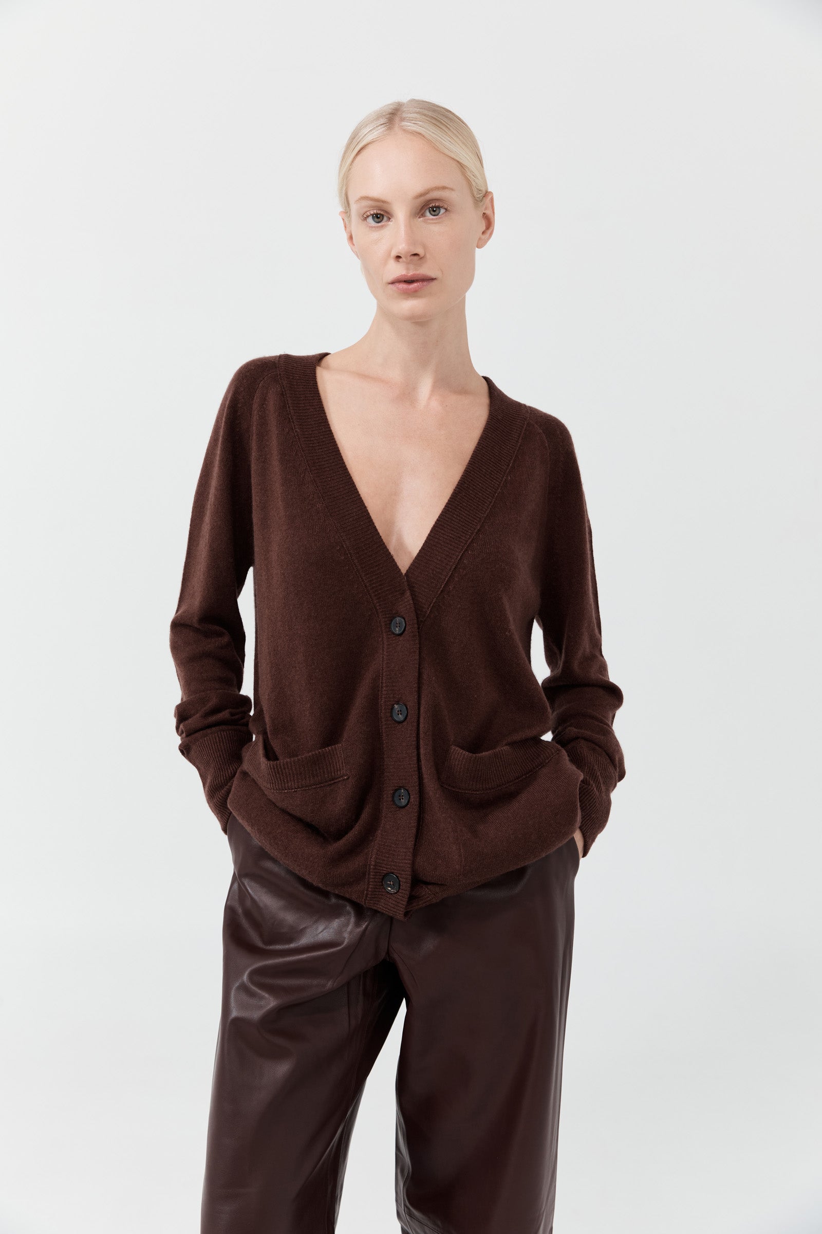 Relaxed Leather Pant - Amaranto