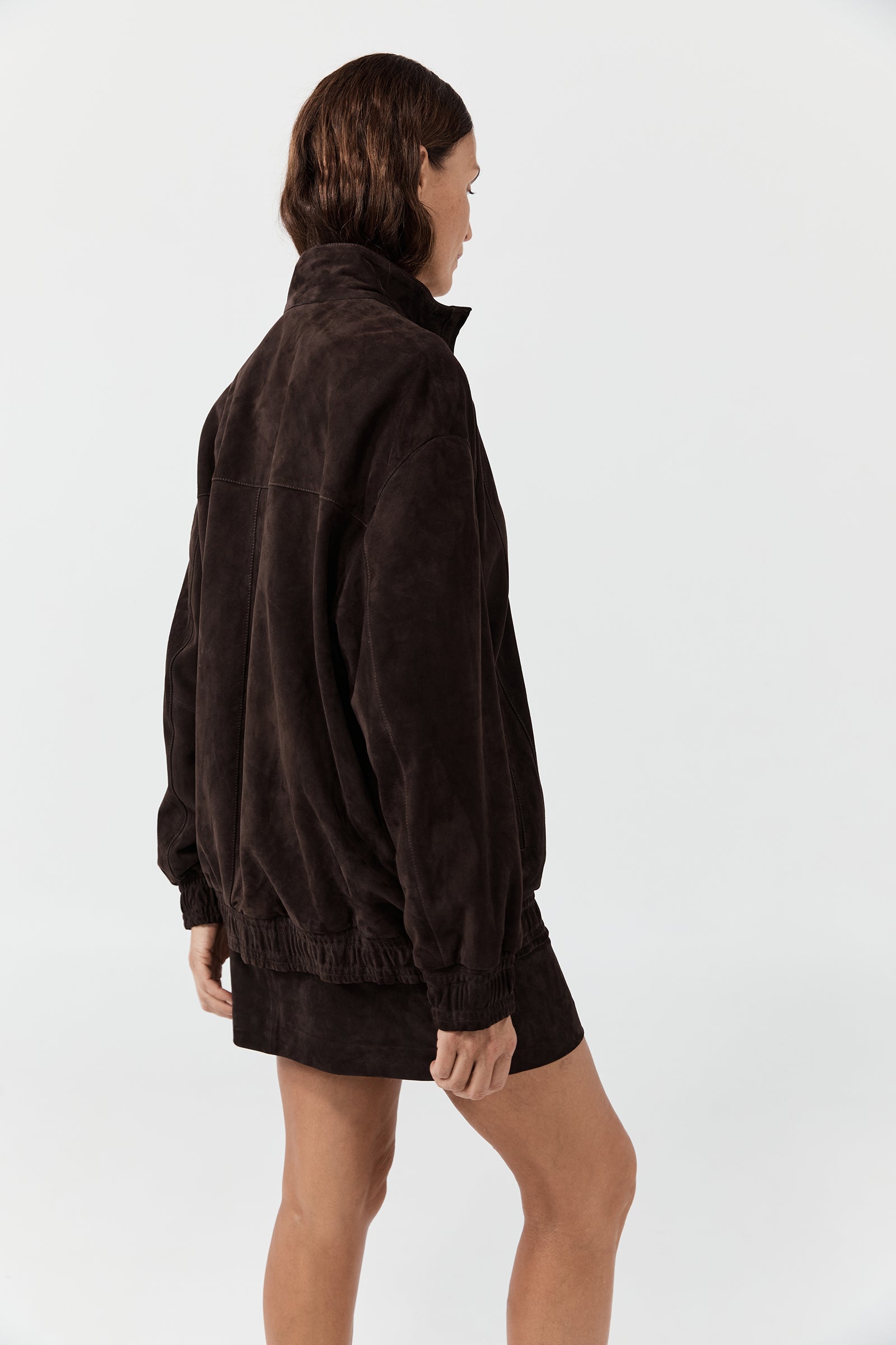 Leather Bomber - Chocolate Suede