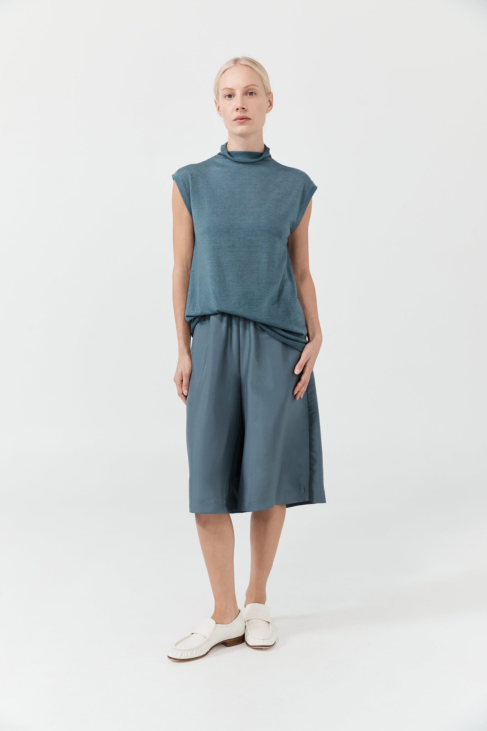 Cashmere Sleeveless Top - Storm