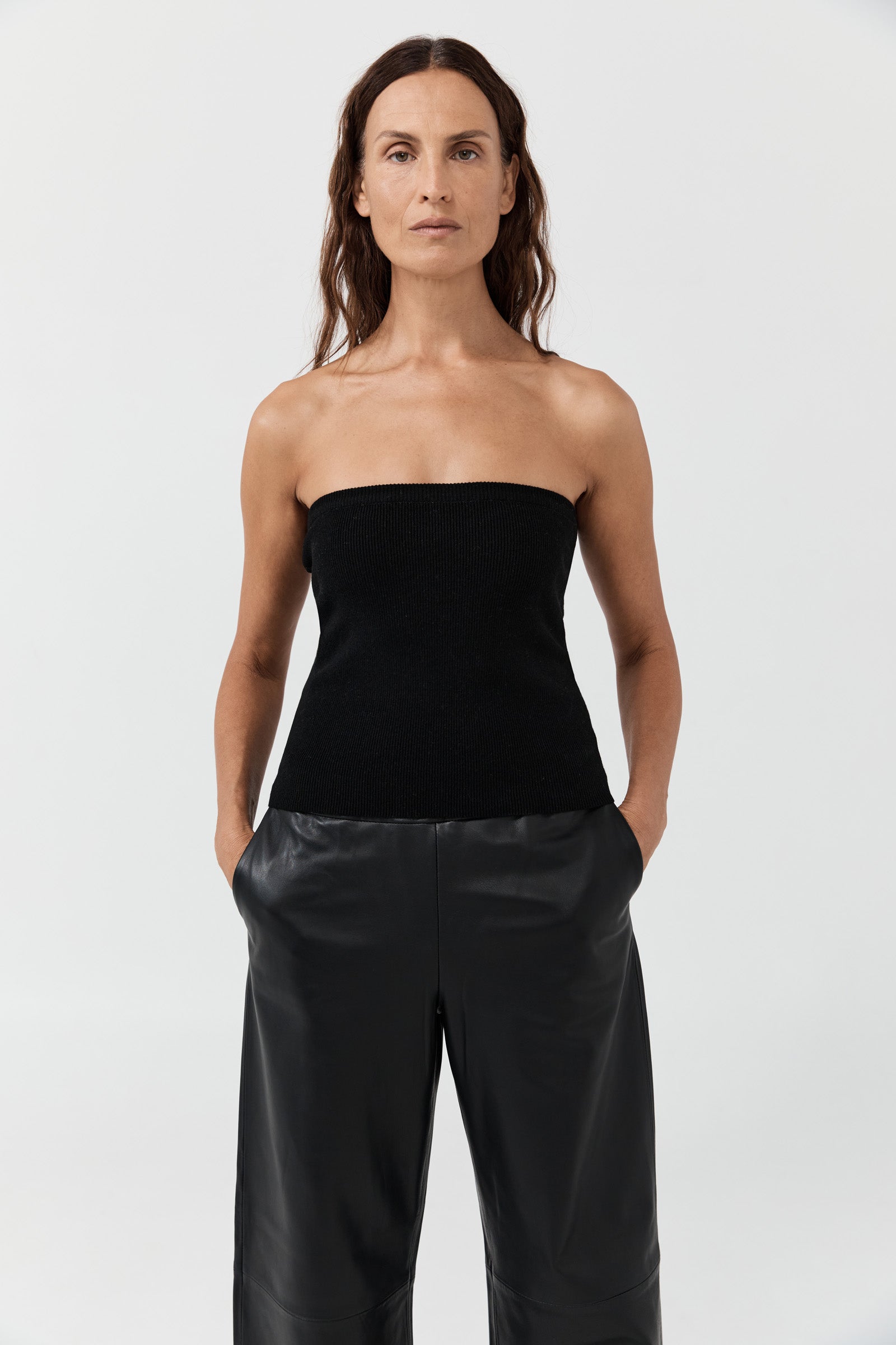 Cashmere Strapless Top - Black