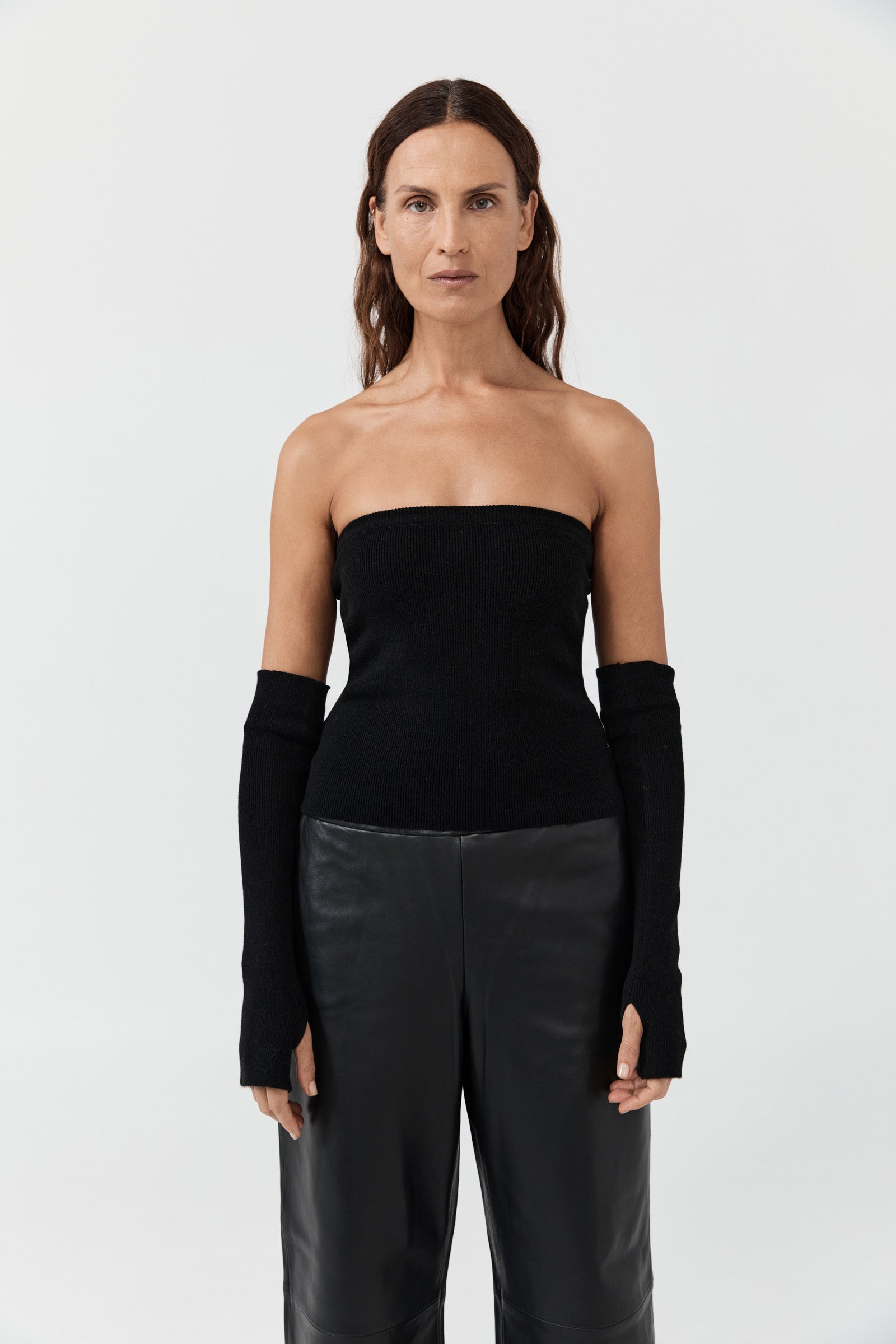 Cashmere Strapless Top - Black