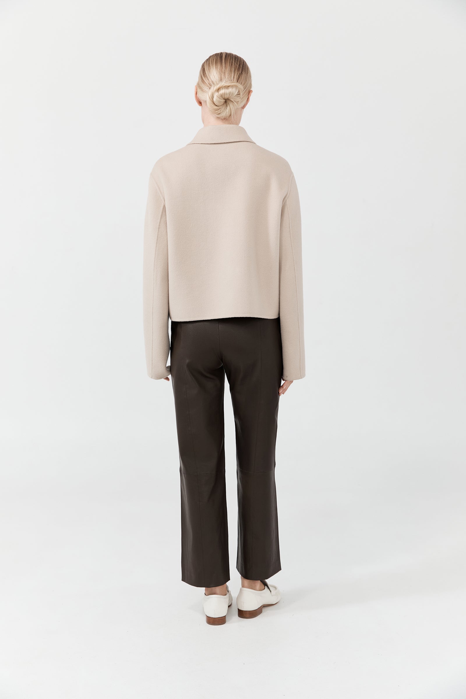 Cashmere Cropped Coat - Light Macadamia