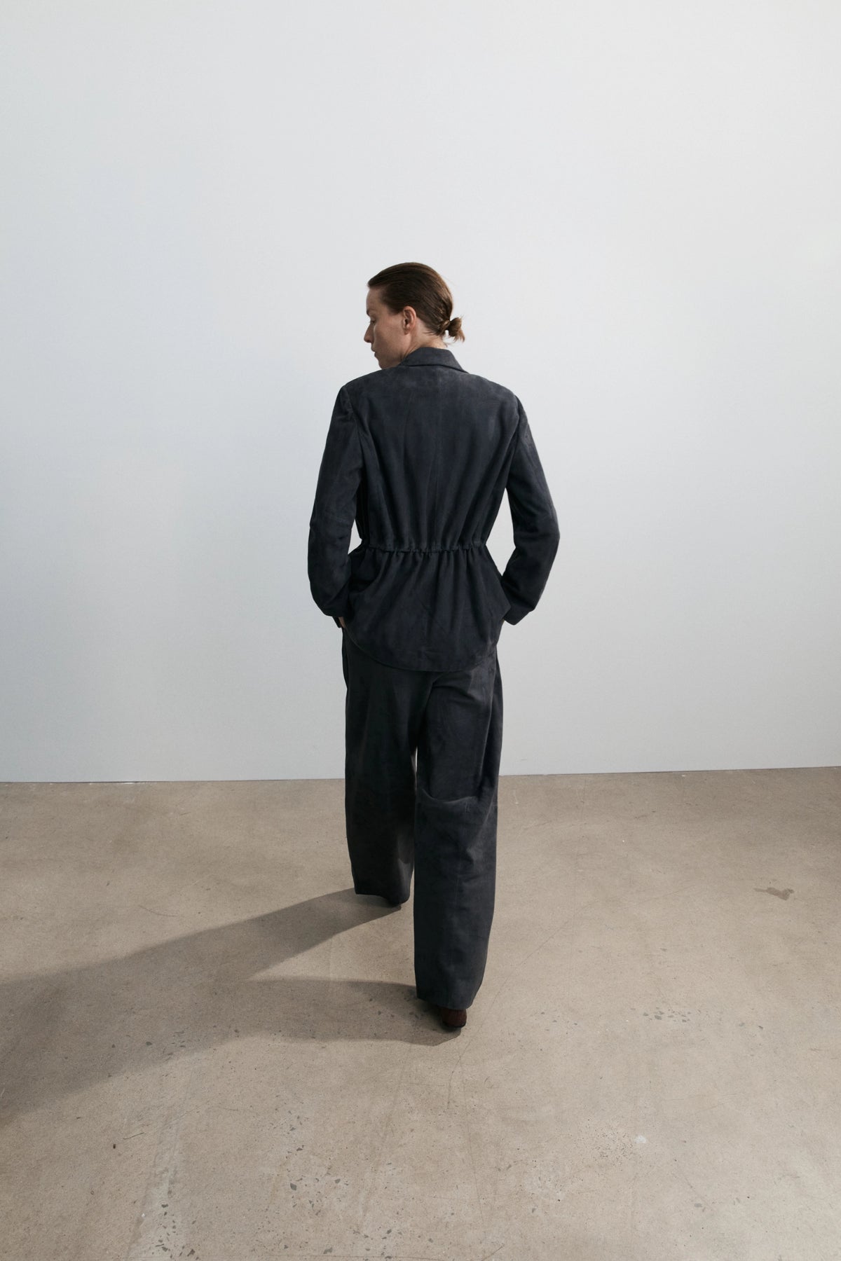 Cinched Blazer - Navy Suede