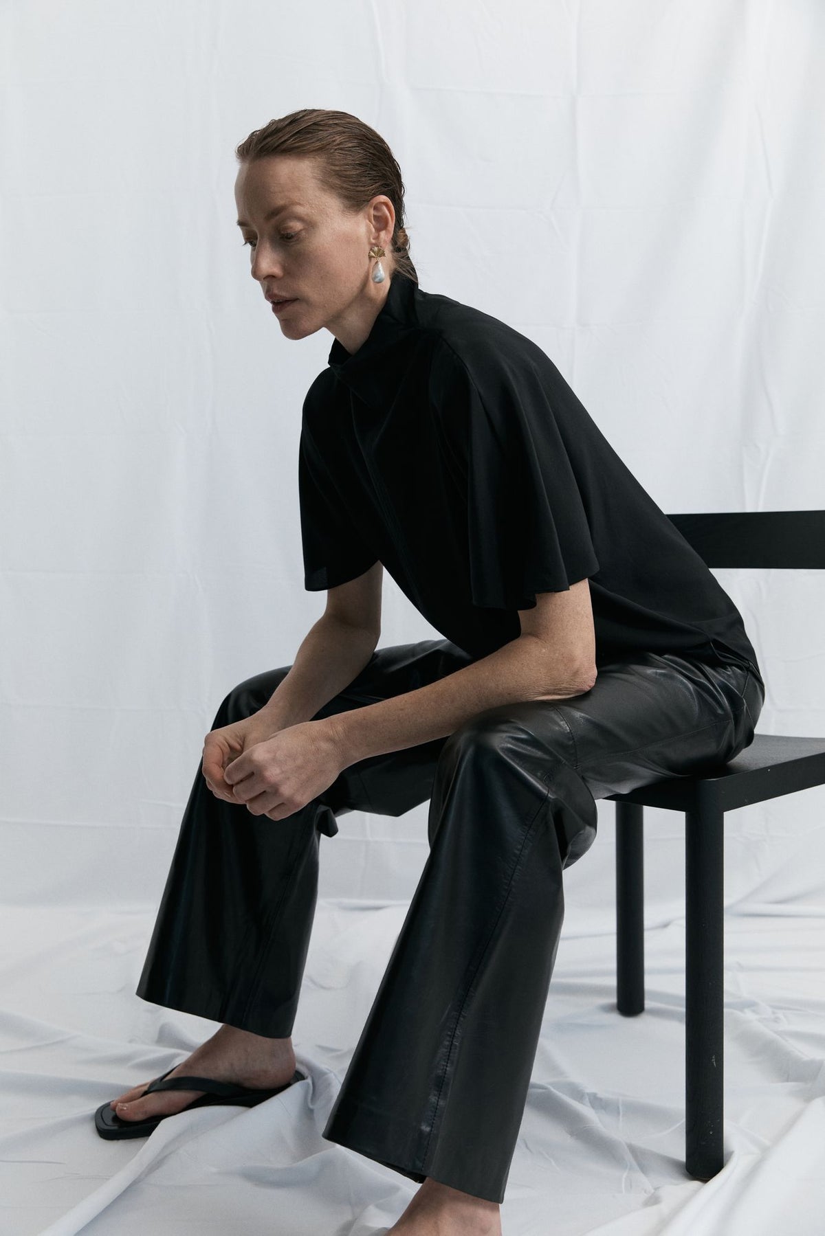 Draped T - Black Silk