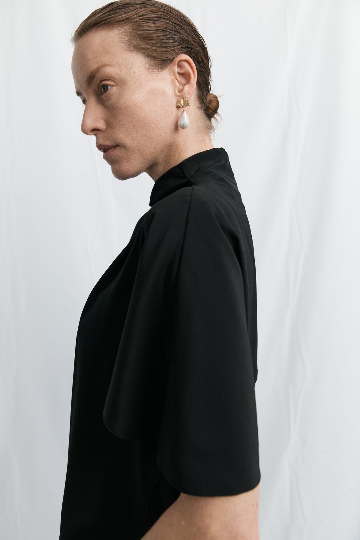 Draped T - Black Silk