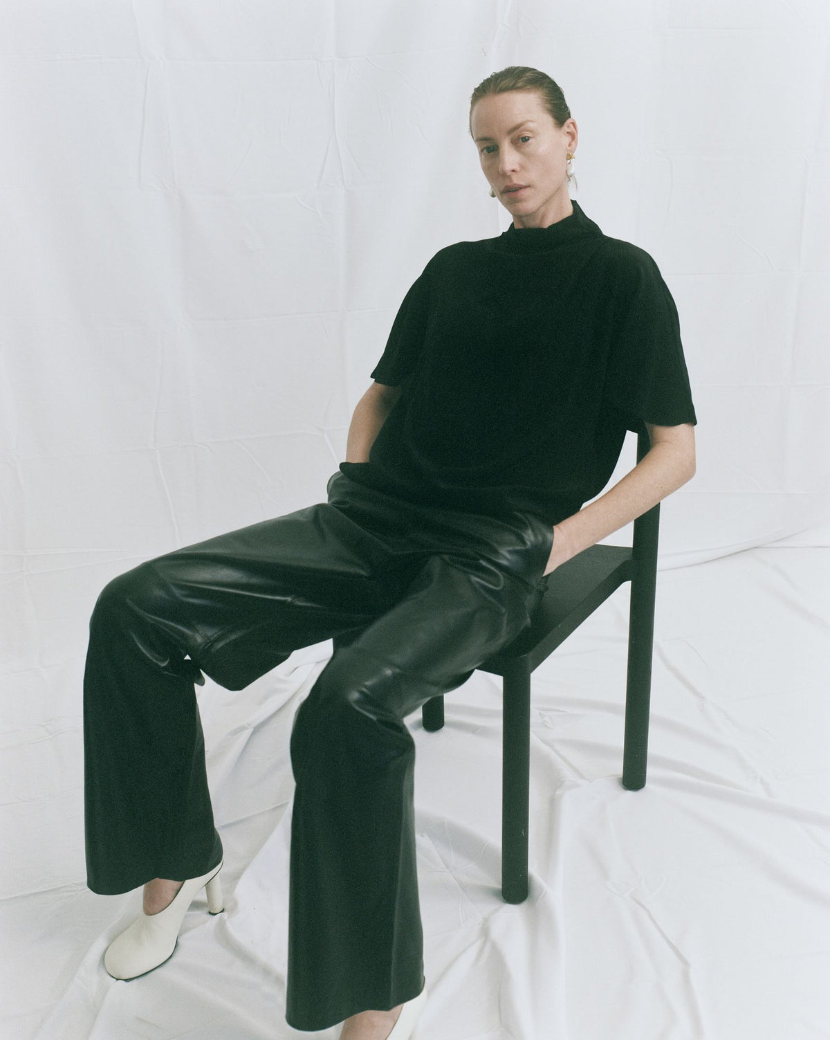 Relaxed Leather Pant - Black
