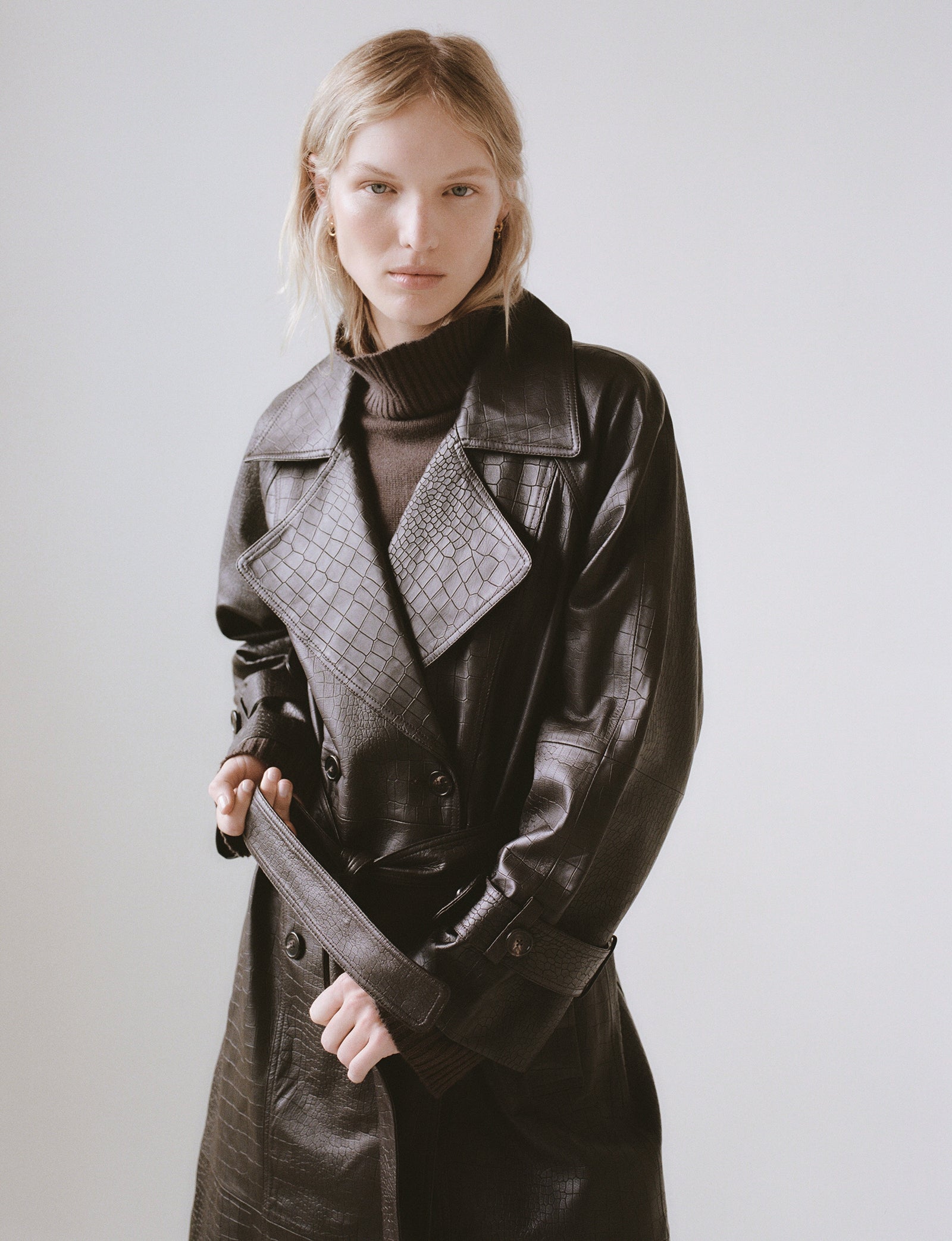 H&m leather trench clearance coat