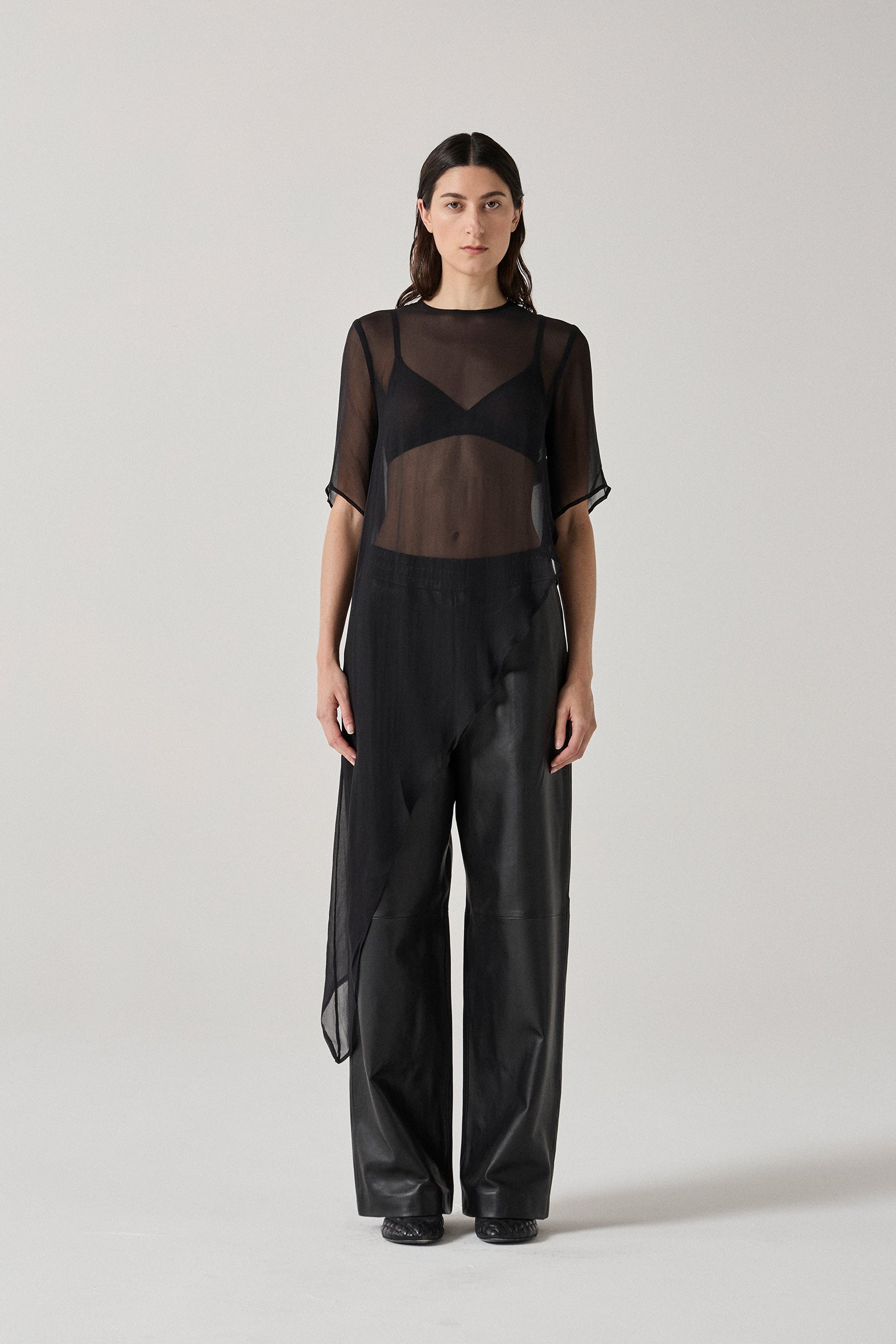 Silk Asymmetric Top - Black