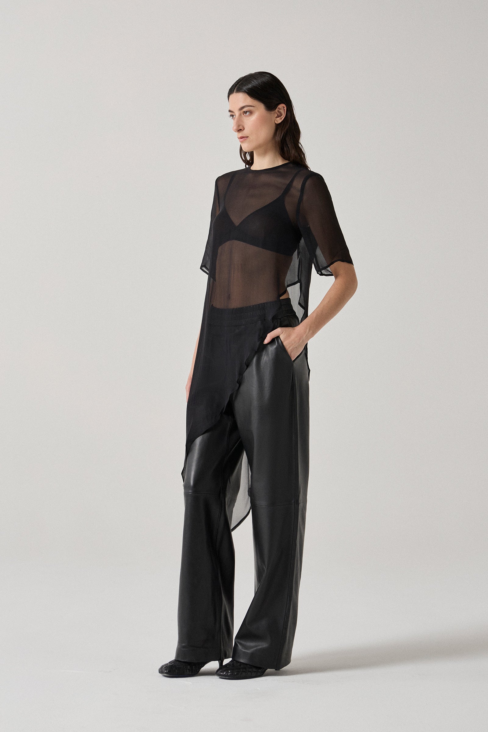 Silk Asymmetric Top - Black