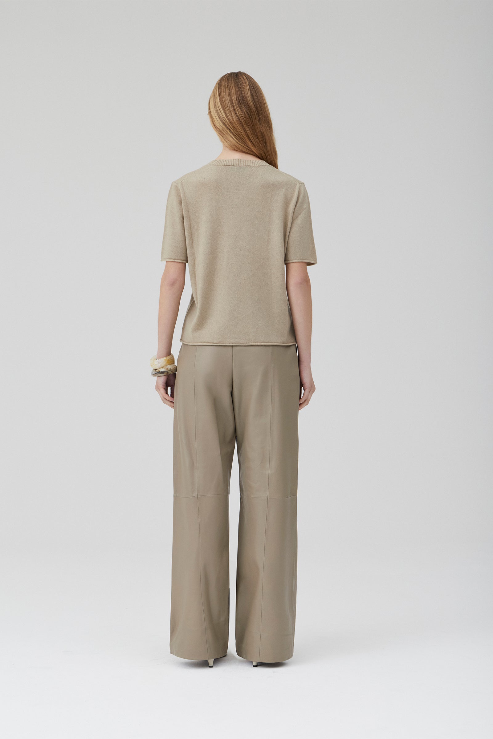 Relaxed Leather Pant - Putty